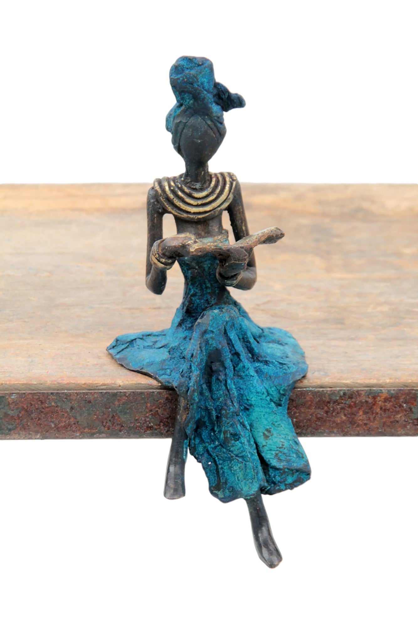 Bronze assis 15 cm bleu n°8 