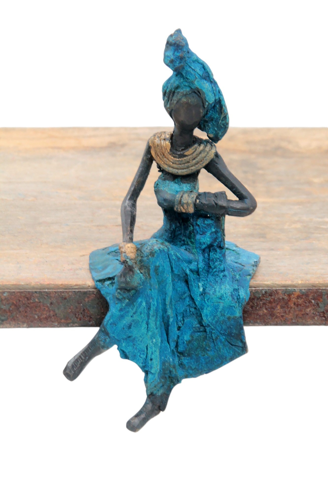 Bronze assis 15 cm bleu n°10 