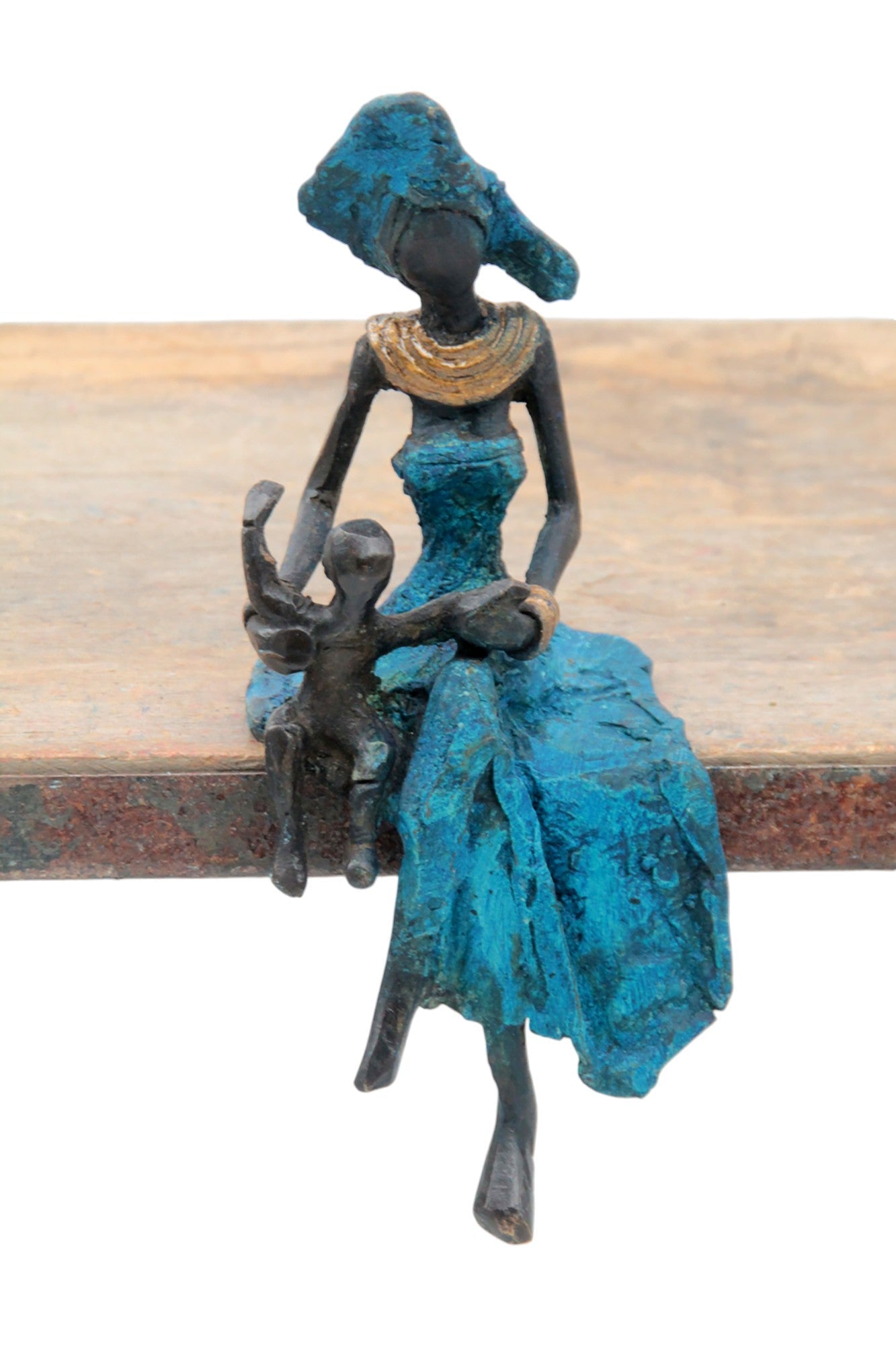 Bronze assis 15 cm bleu n°15 