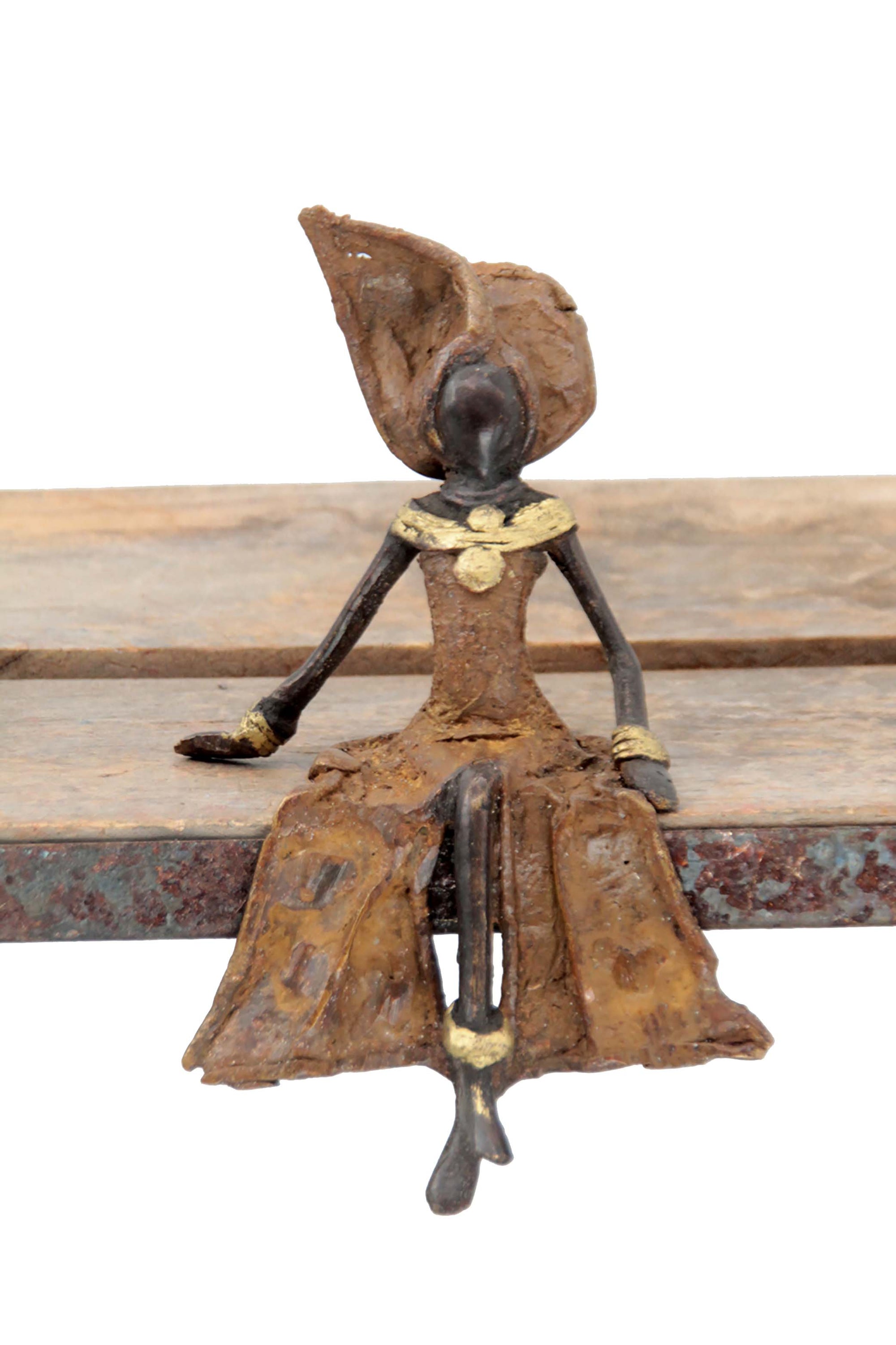 Bronze assis 15 cm marron n°9 Bronzes d&#39;Afrique
