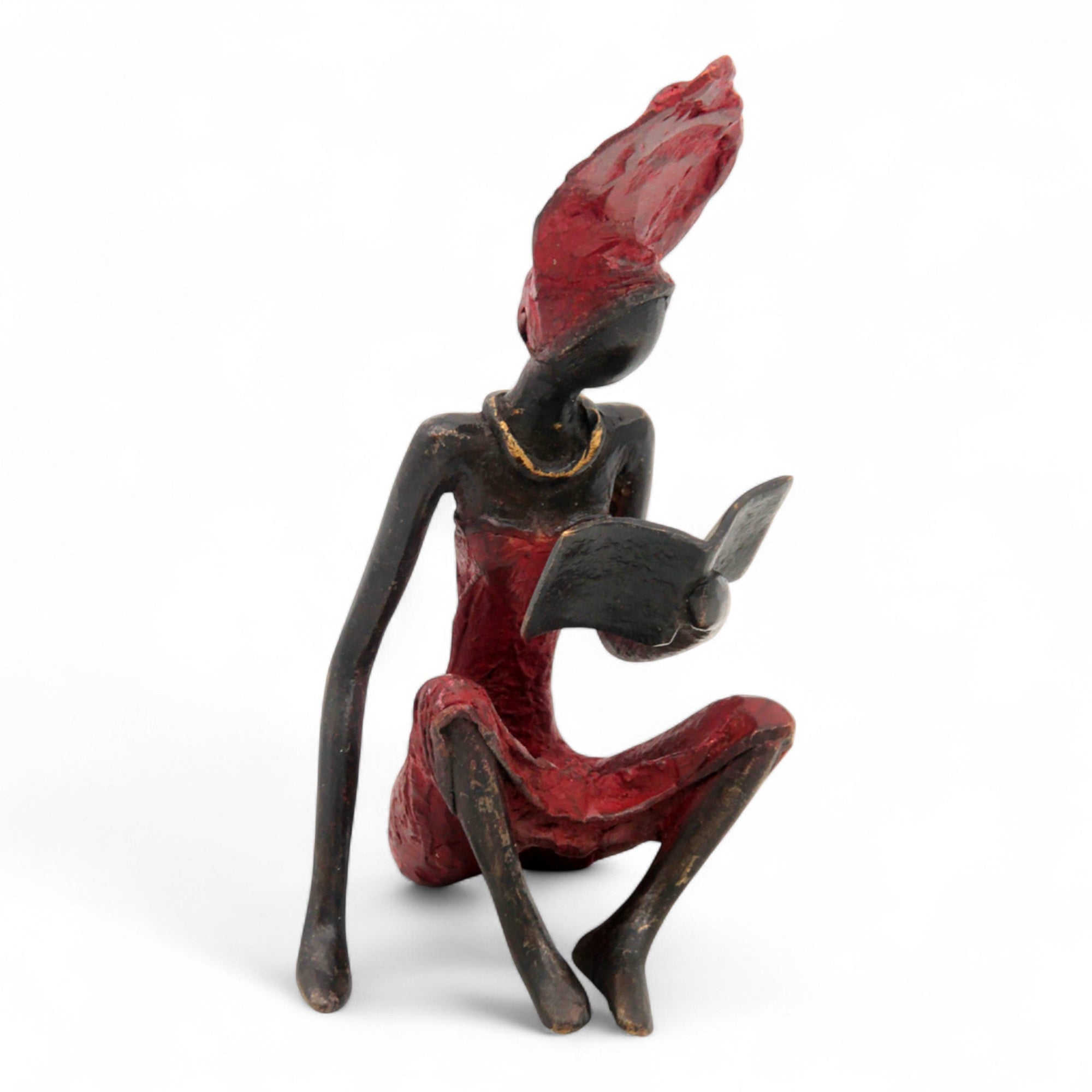Bronze assis à poser 25 cm rouge n°1 