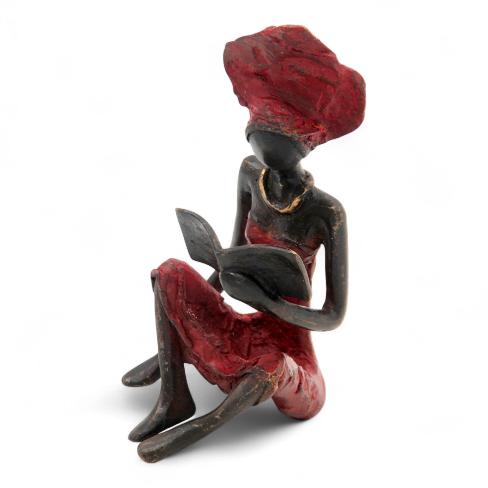 Bronze assis à poser 25 cm rouge n°1 
