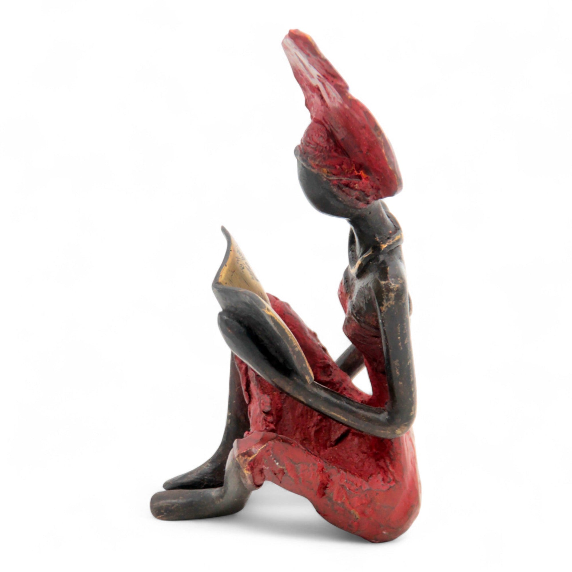 Bronze assis à poser 25 cm rouge n°1 