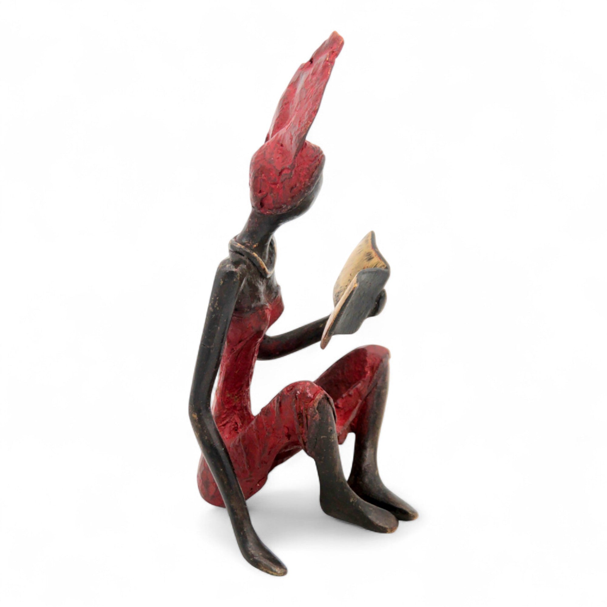 Bronze assis à poser 25 cm rouge n°1 