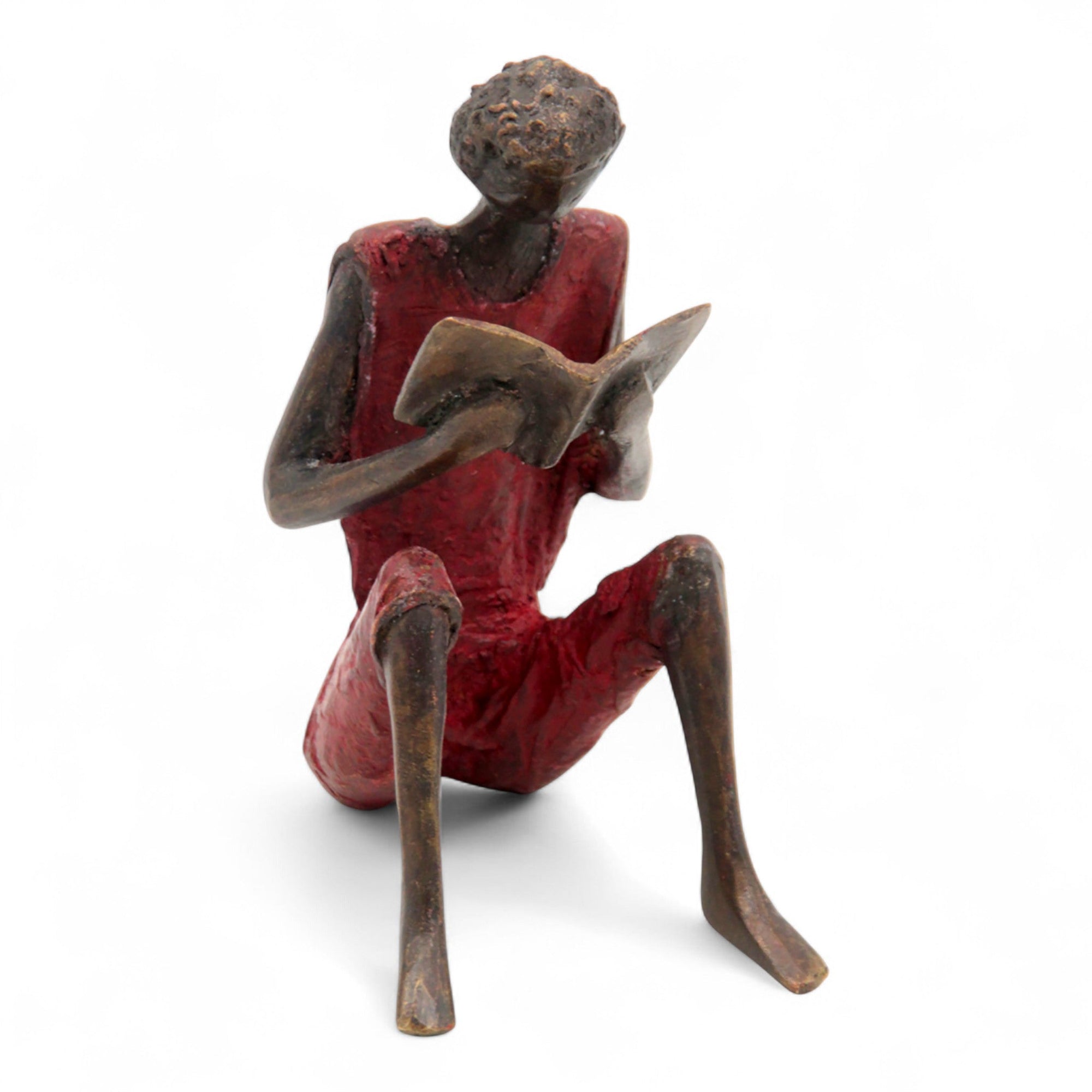Bronze assis à poser 25 cm rouge n°6 