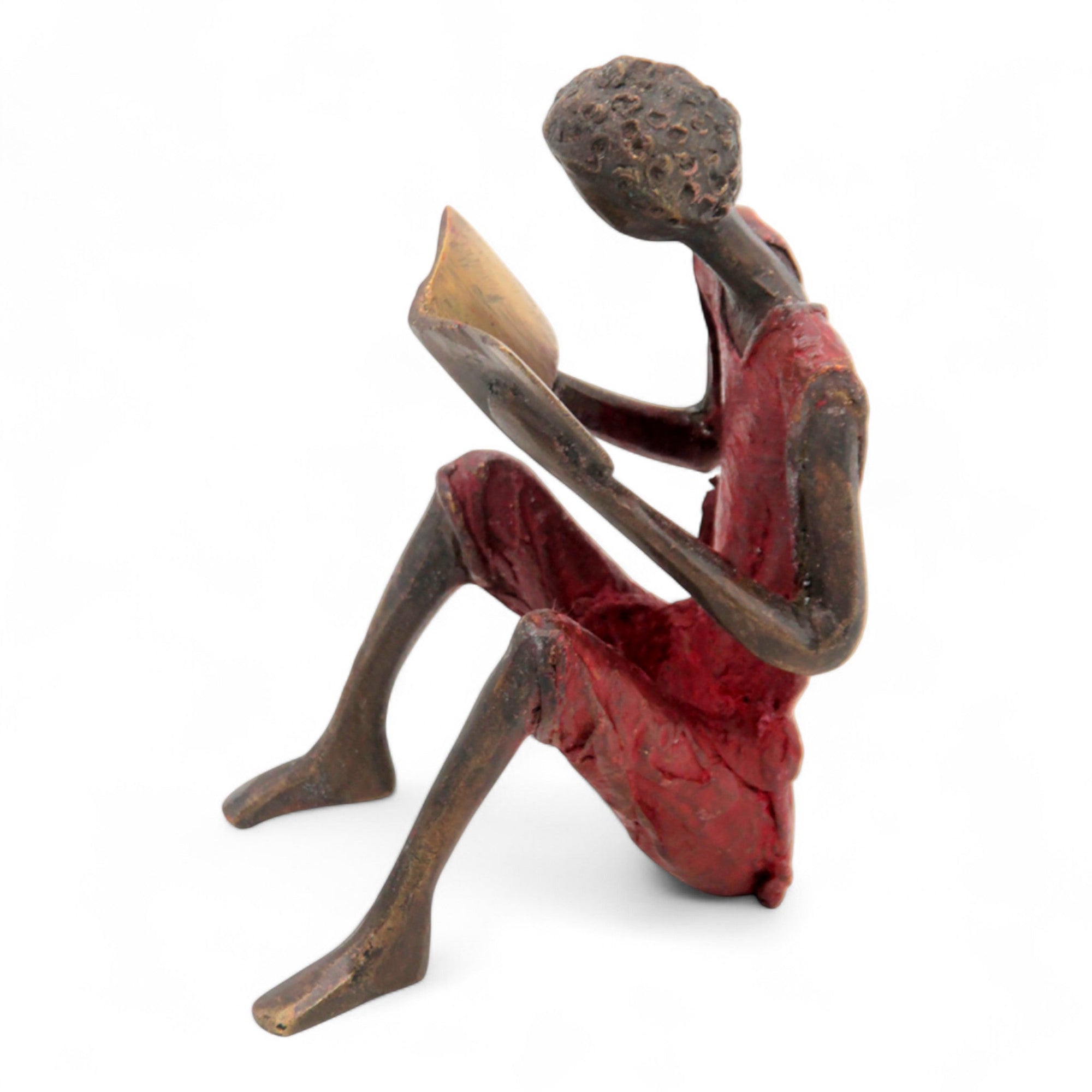 Bronze assis à poser 25 cm rouge n°6 