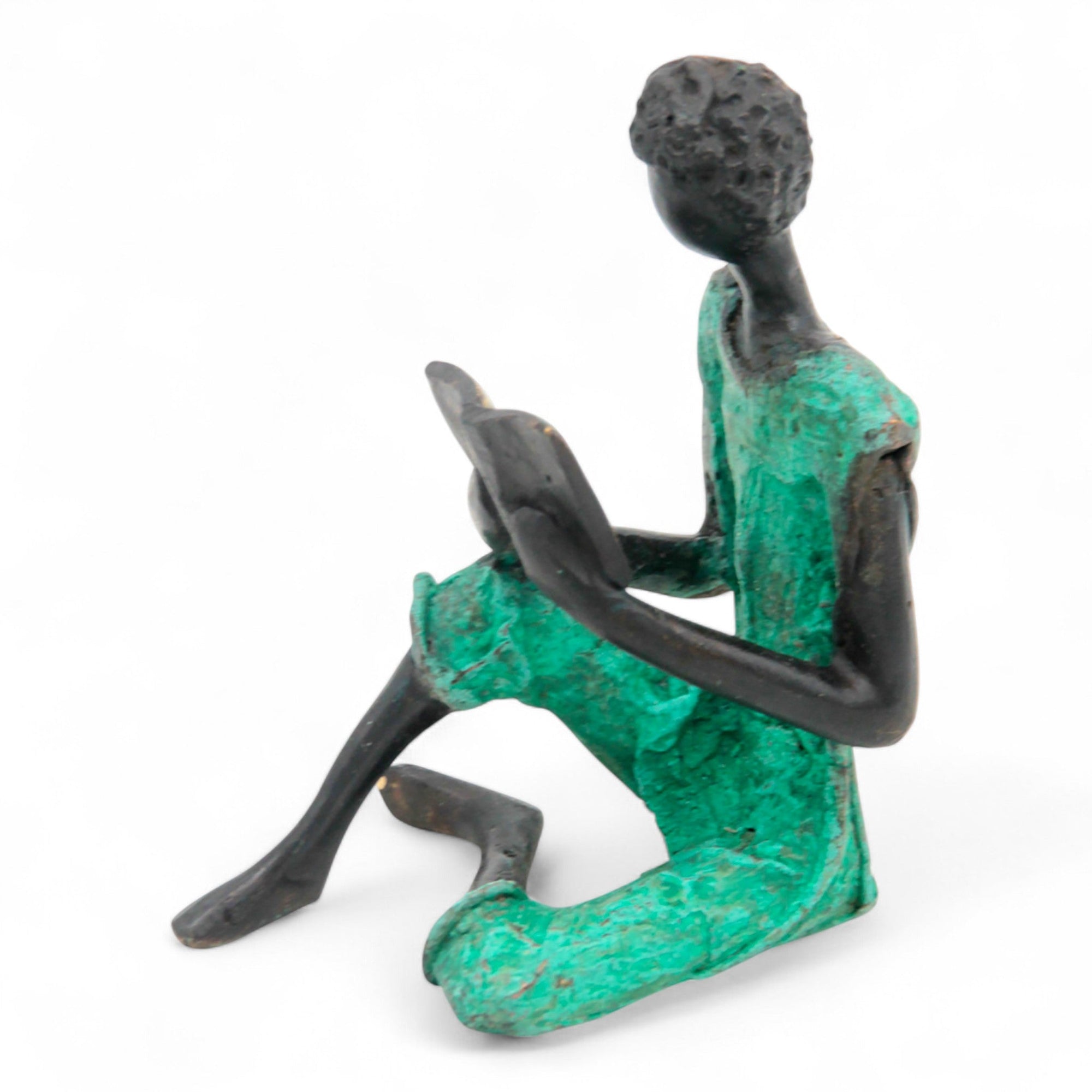 Bronze assis à poser 25 cm turquoise n°2 