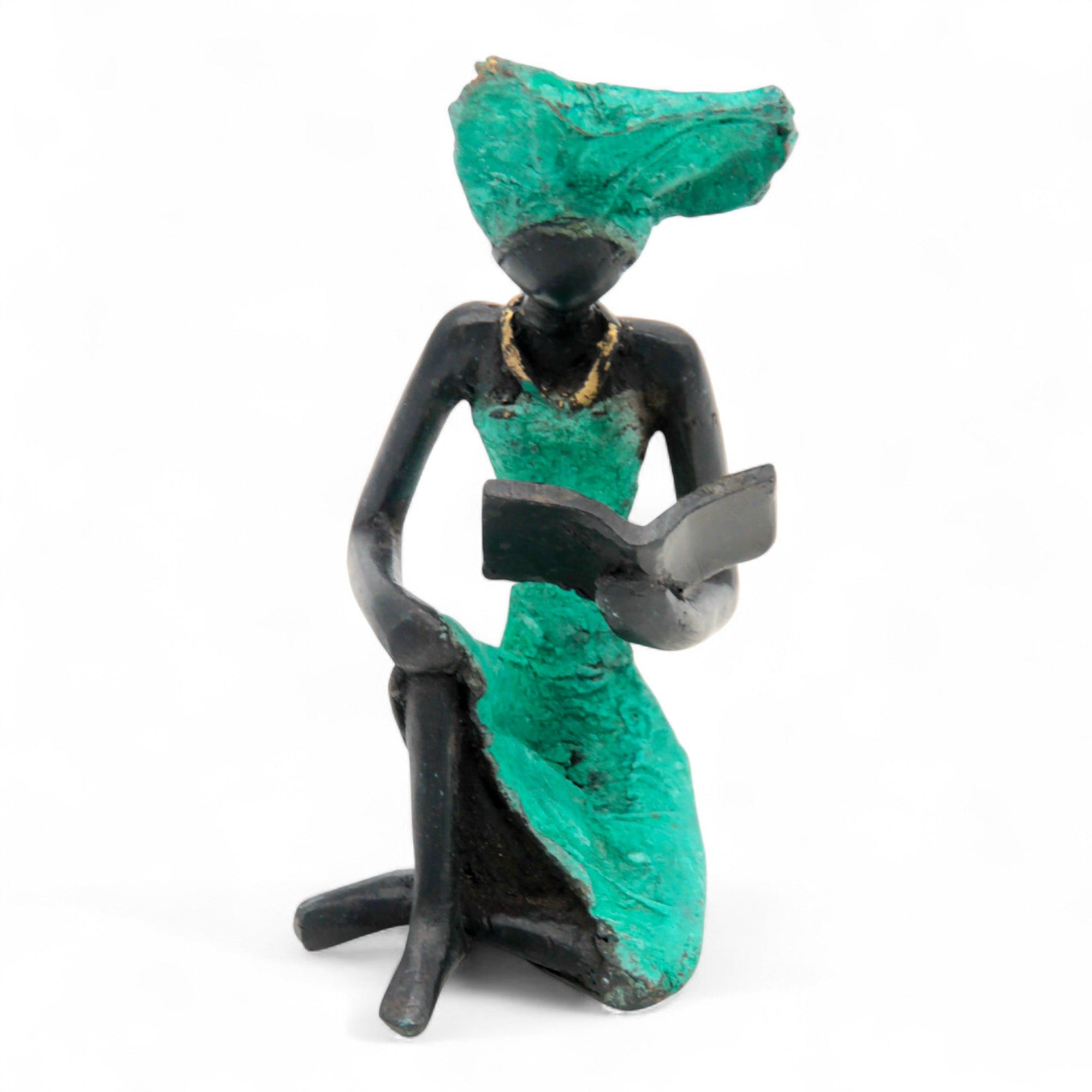 Bronze assis à poser 25 cm turquoise n°11 