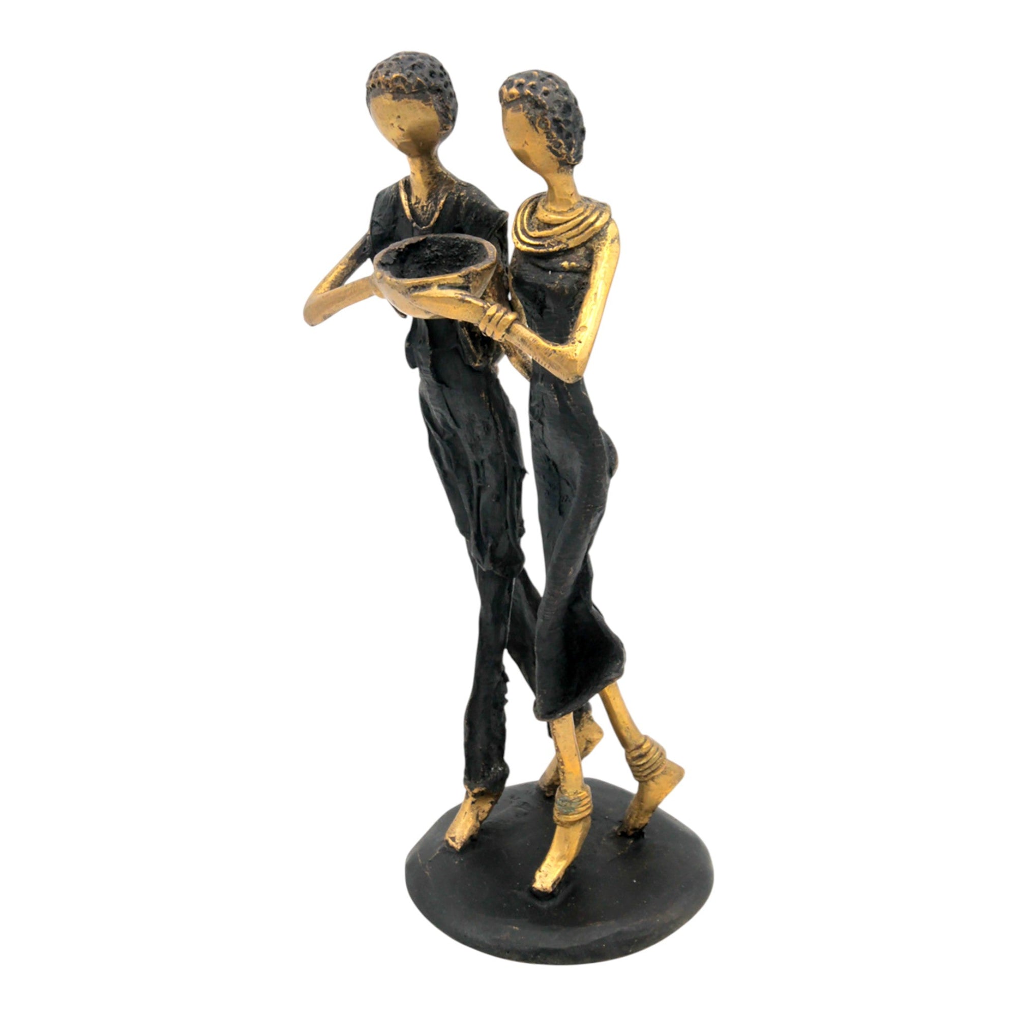 Bronze couple 25 cm noir et doré n°2 
