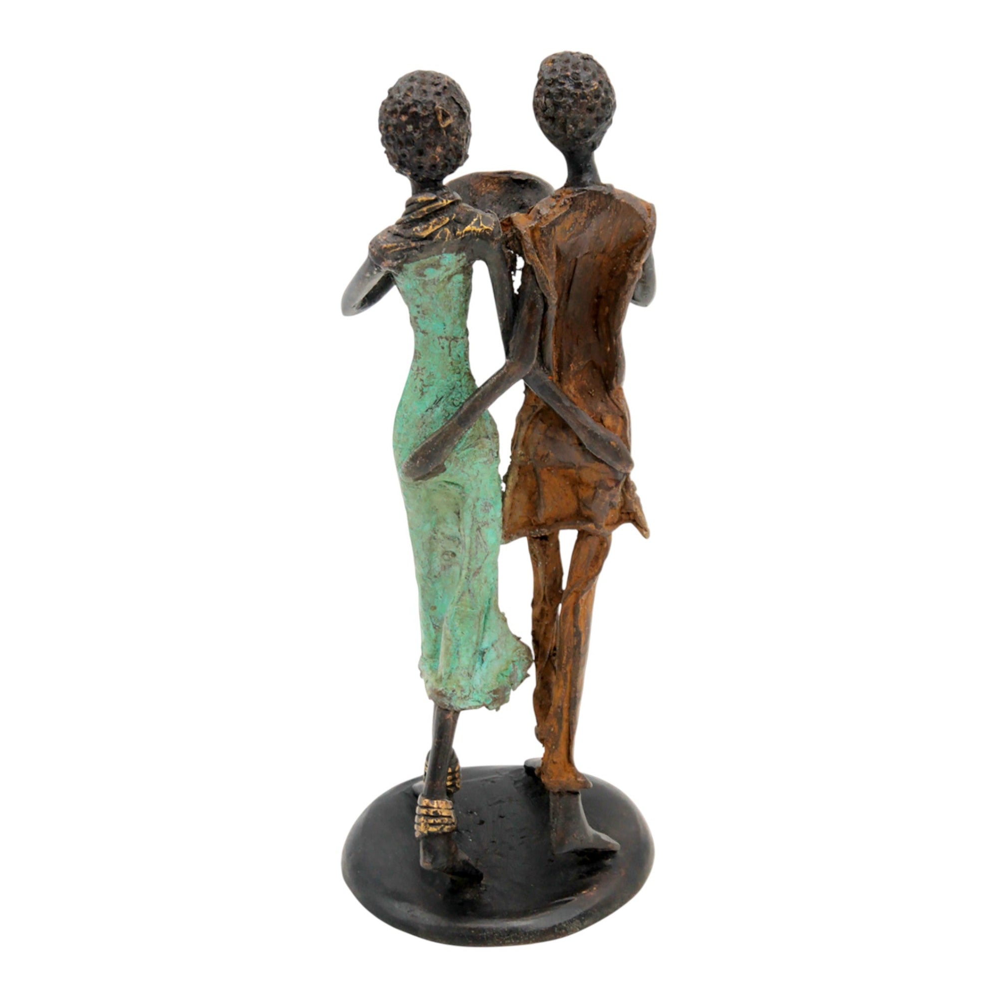 Bronze couple 25 cm marron et vert n°4 