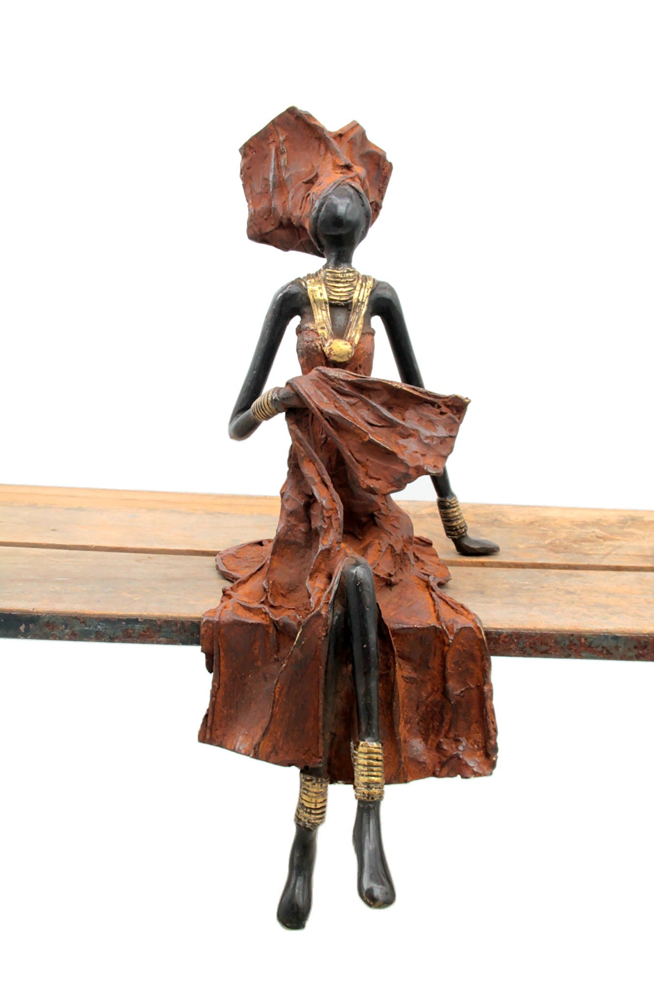 Bronze assis 40 cm marron n°6 