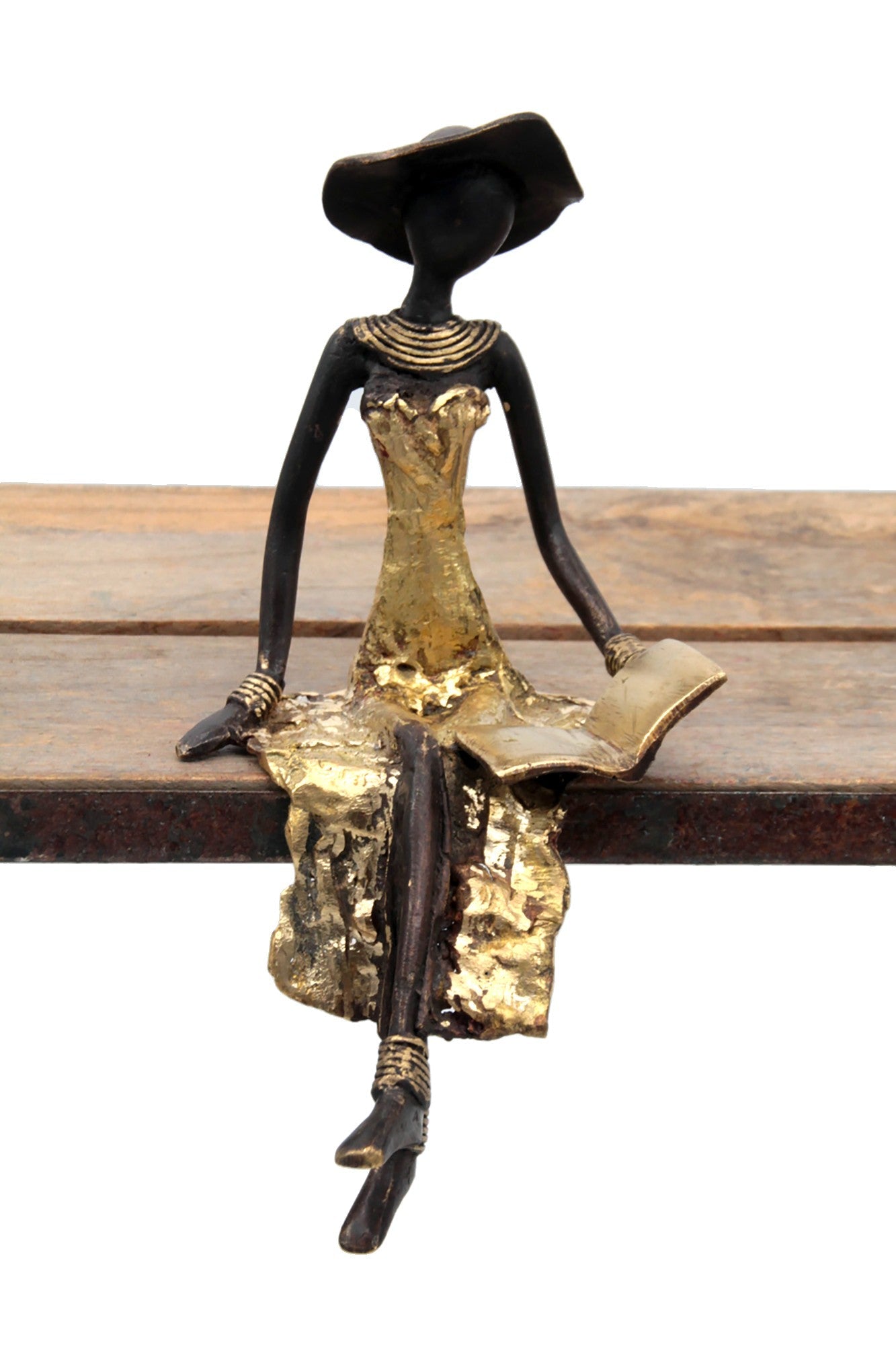 Bronze assis 25 cm doré n°1 
