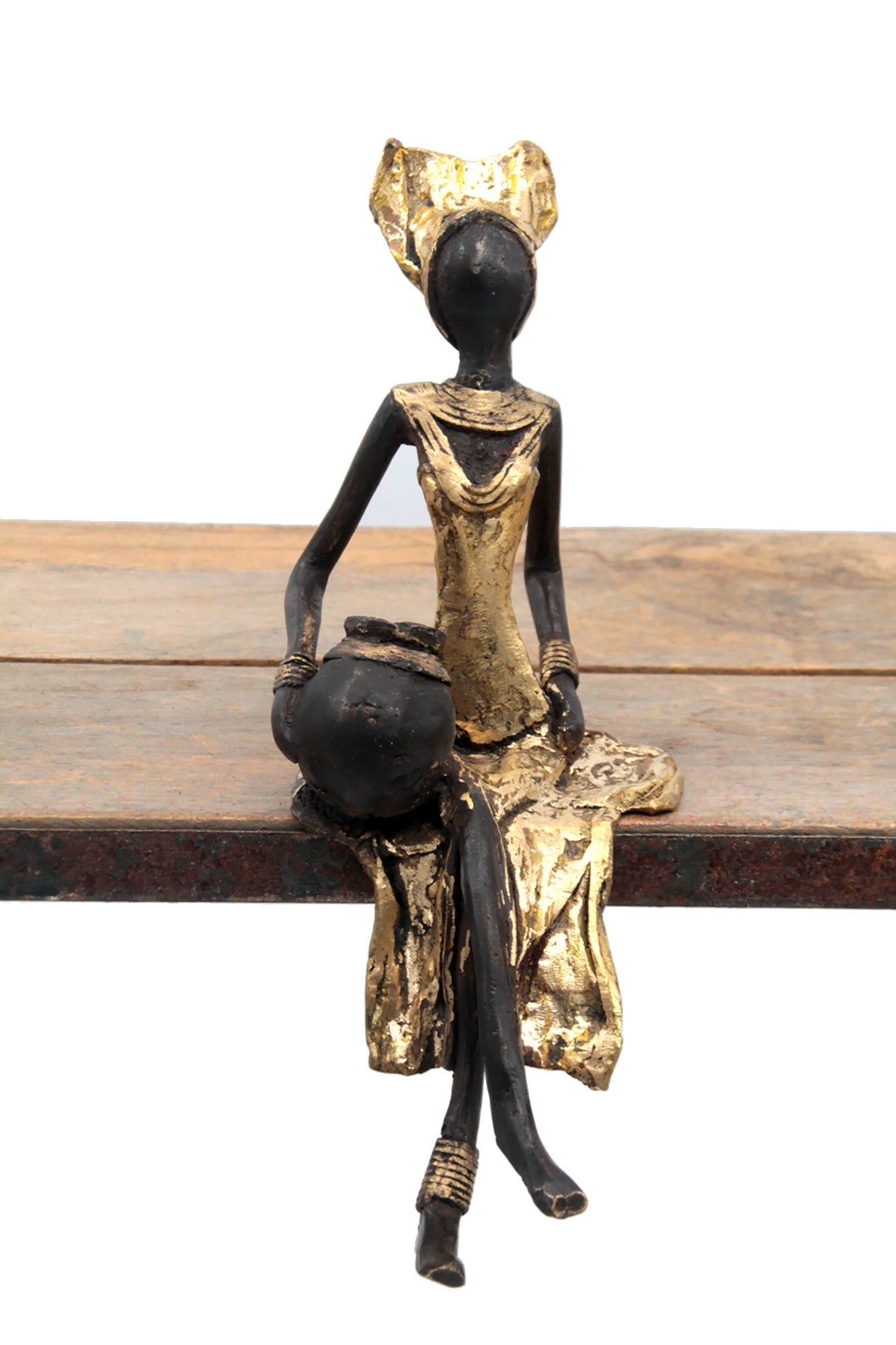 Bronze assis 25 cm doré n°2 