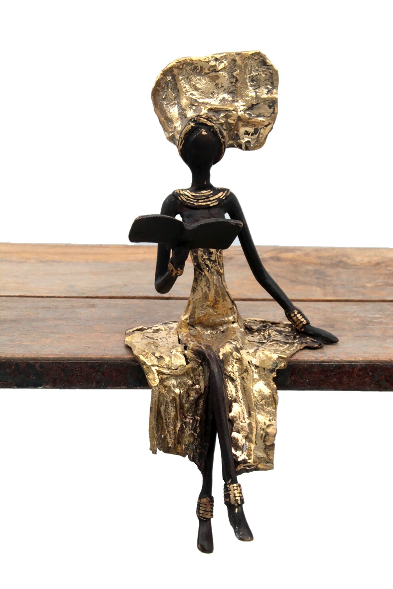 Bronze assis 25 cm doré n°6 