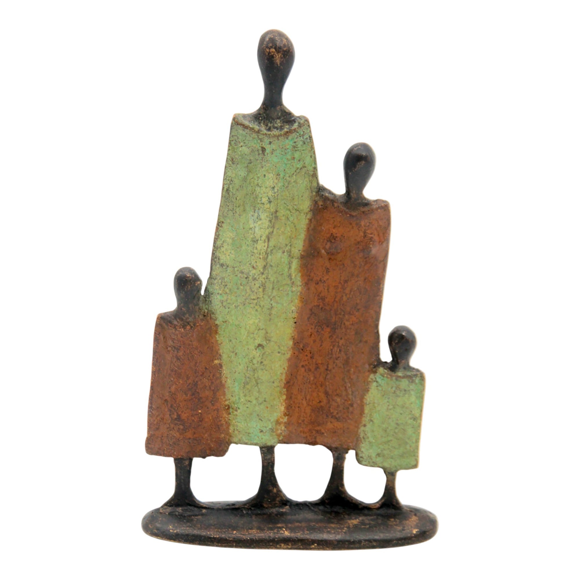 Famille 4 personnages marron et vert n°1 