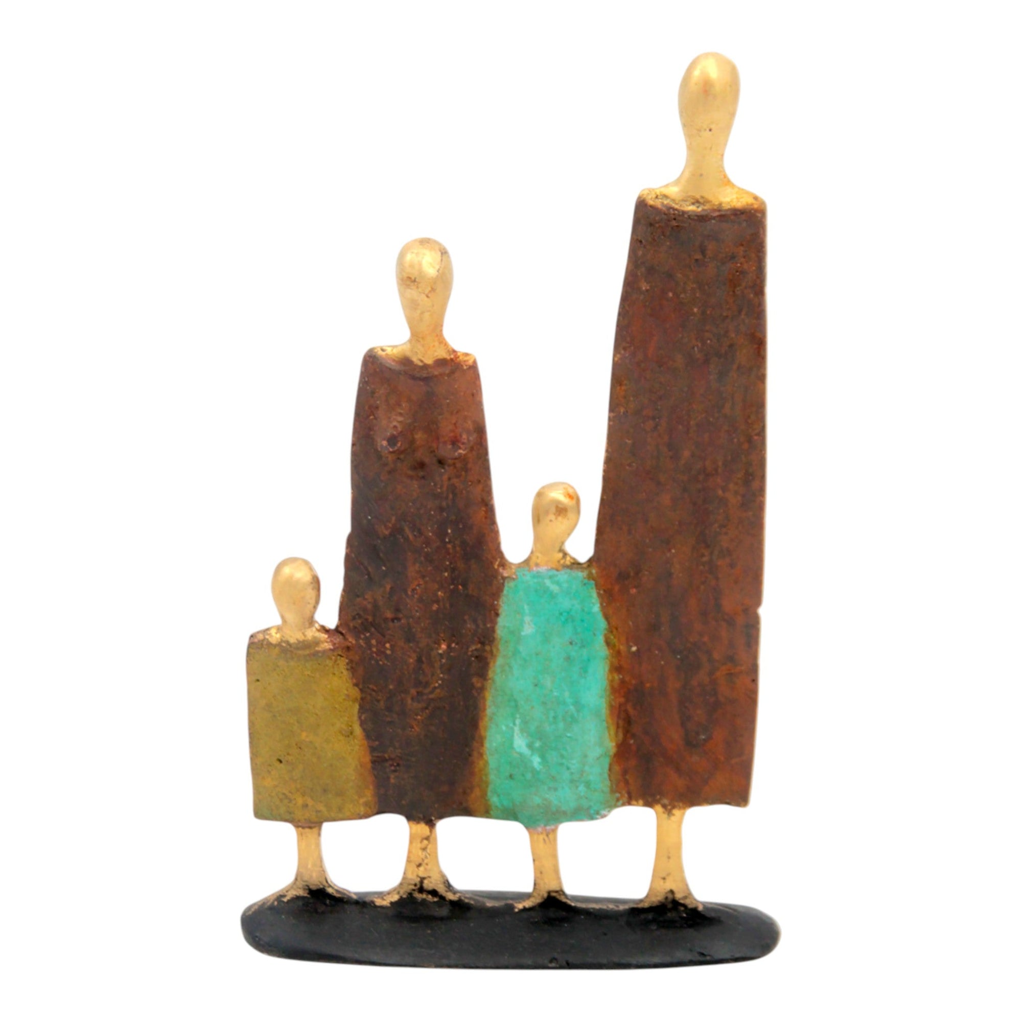 Famille 4 personnages marron et vert n°6 