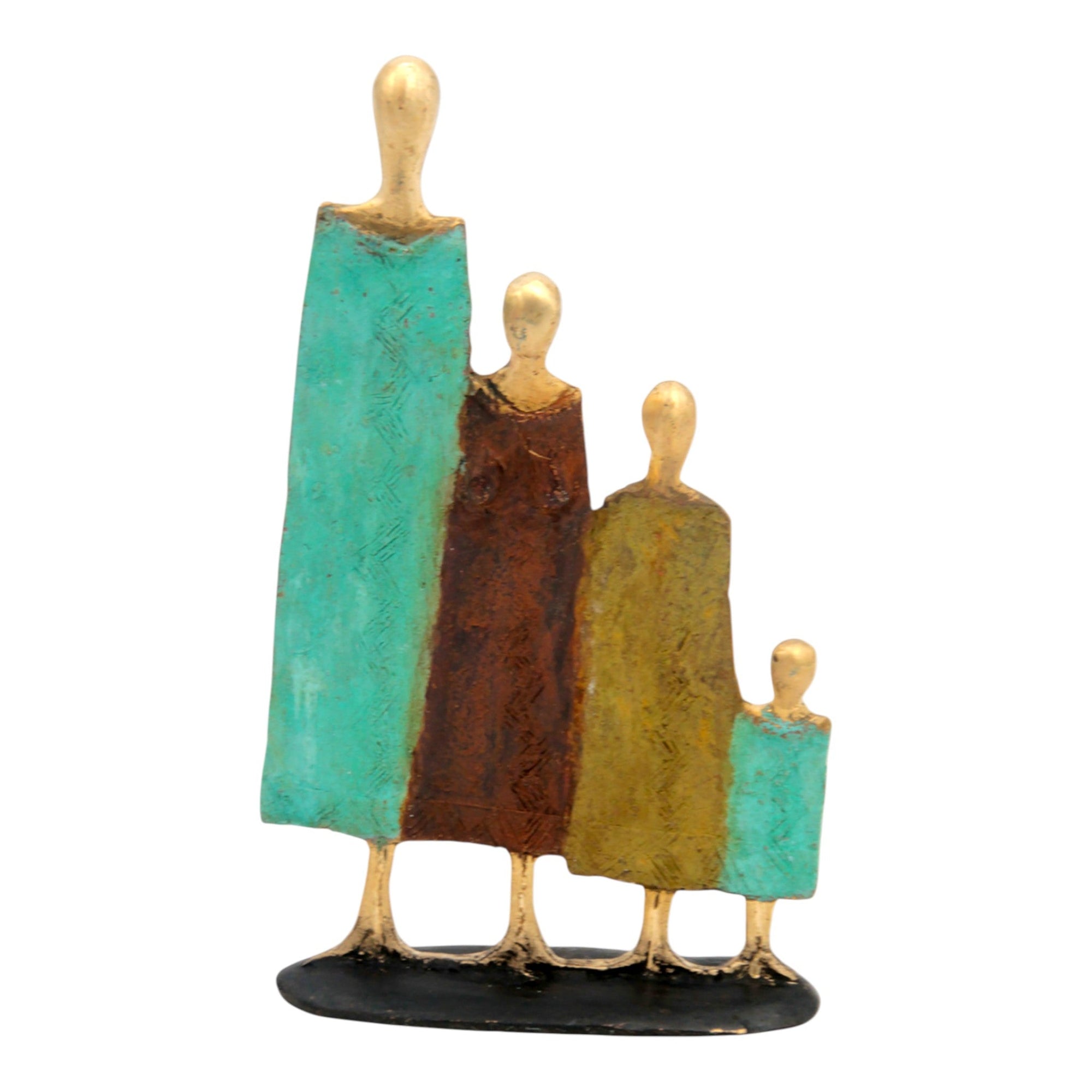 Famille 4 personnages marron et vert n°8 