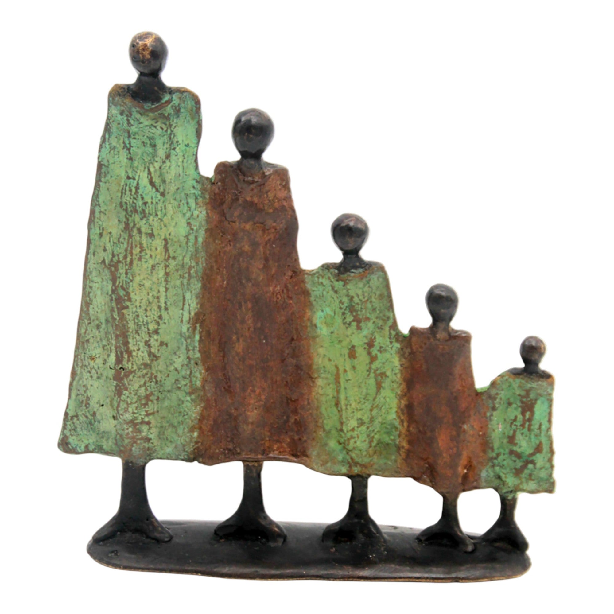 Famille 5 personnages marron & vert n°1 