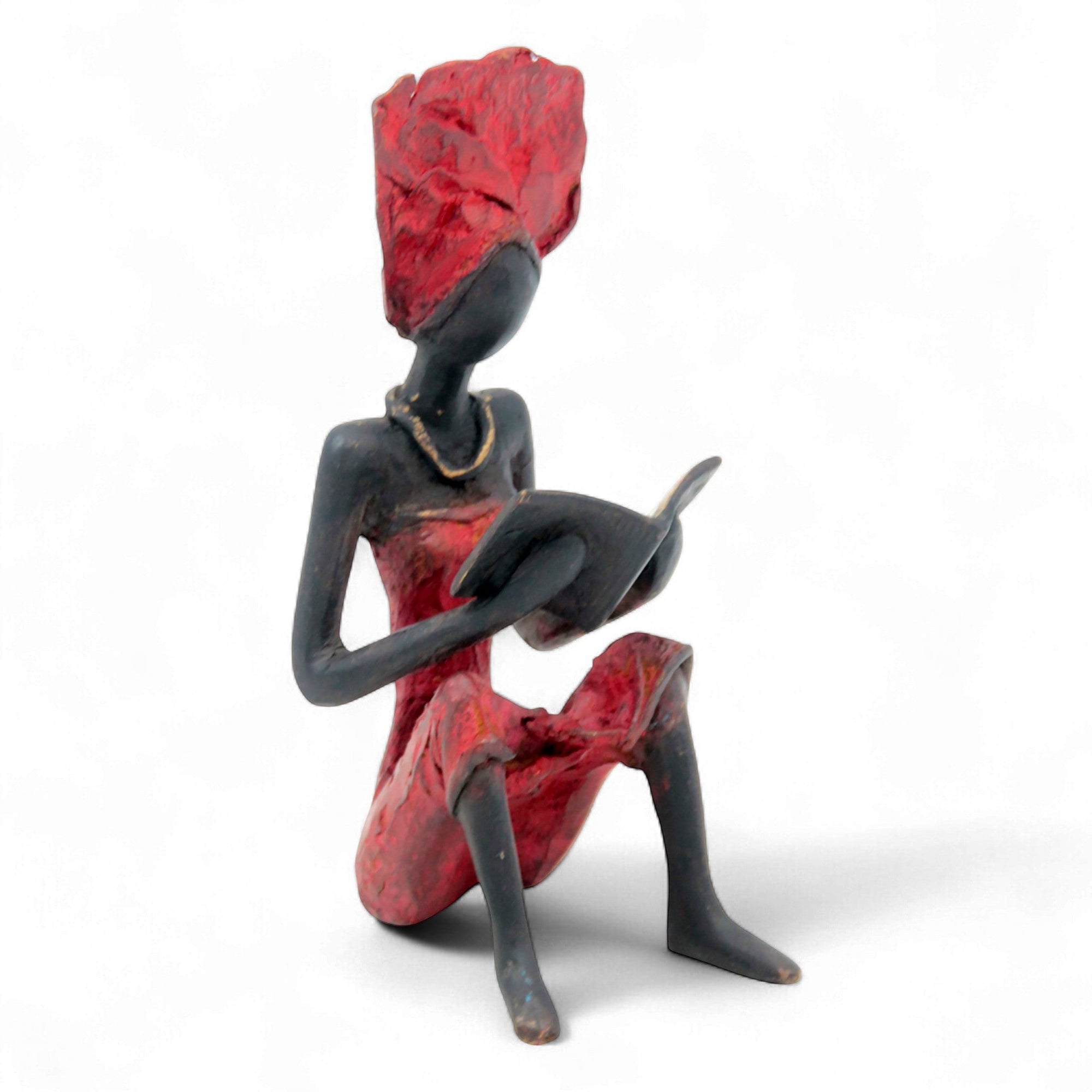 Bronze assis à poser 25 cm rouge n°1 