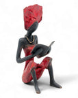 Bronze assis à poser 25 cm rouge n°1 