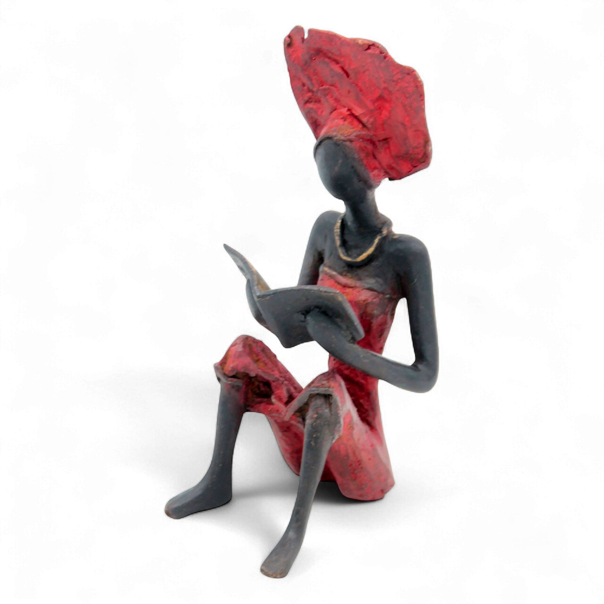 Bronze assis à poser 25 cm rouge n°1 