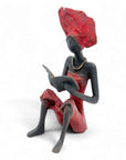 Bronze assis à poser 25 cm rouge n°1 
