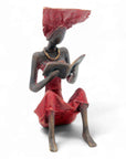 Bronze assis à poser 25 cm rouge n°3 