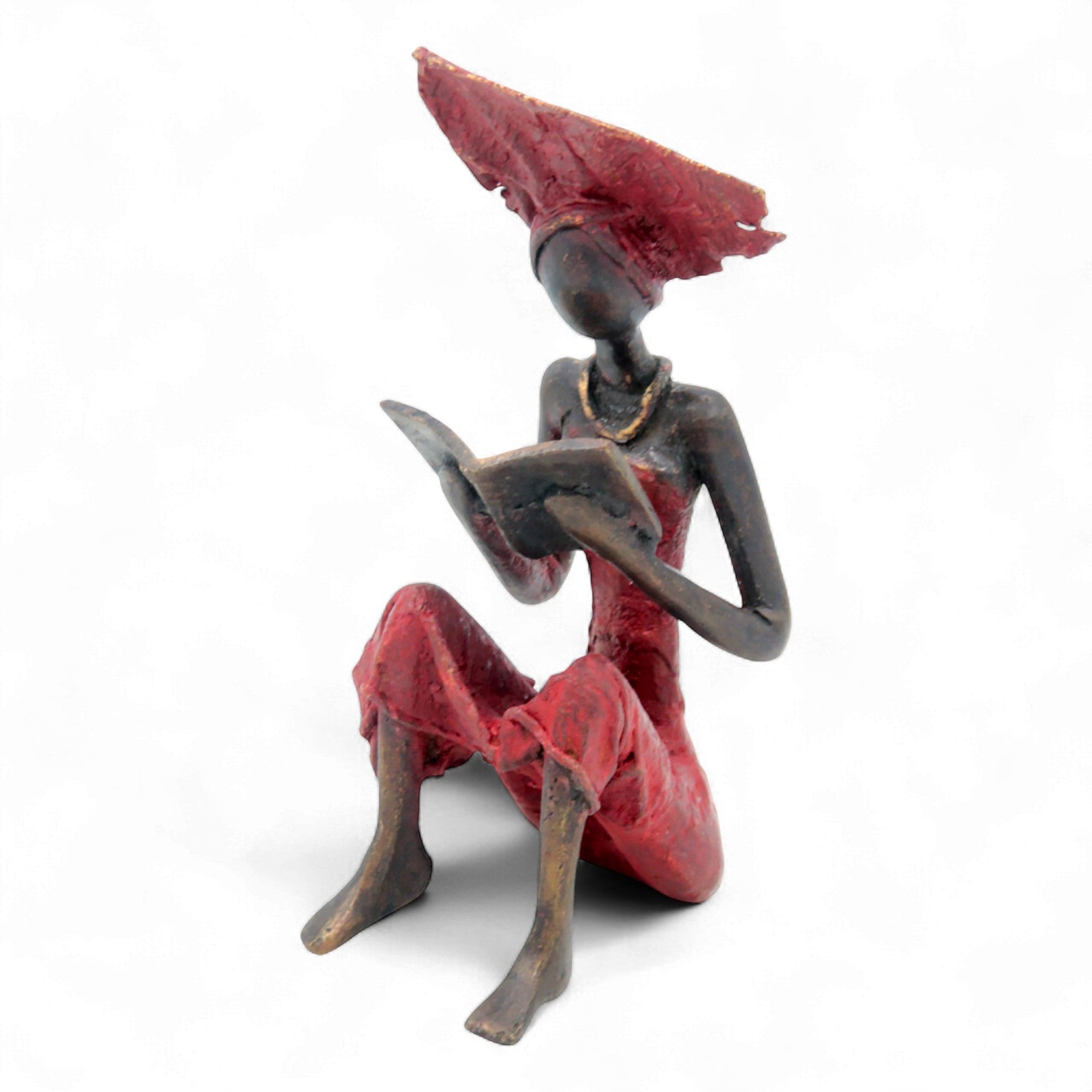 Bronze assis à poser 25 cm rouge n°3 