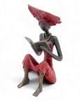 Bronze assis à poser 25 cm rouge n°3 