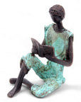 Bronze assis à poser 25 cm turquoise n°2 