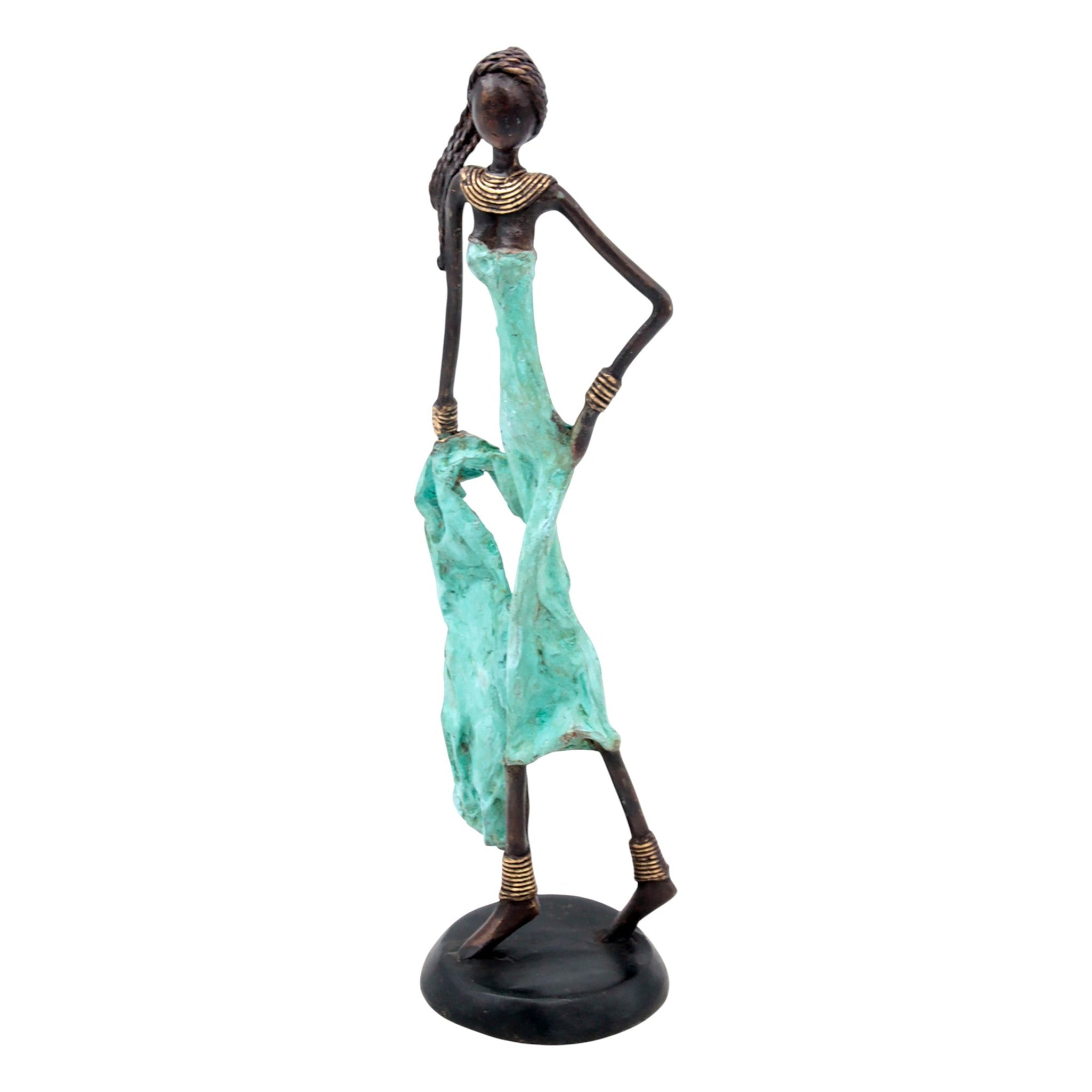 Bronze 35 cm turquoise n°1 