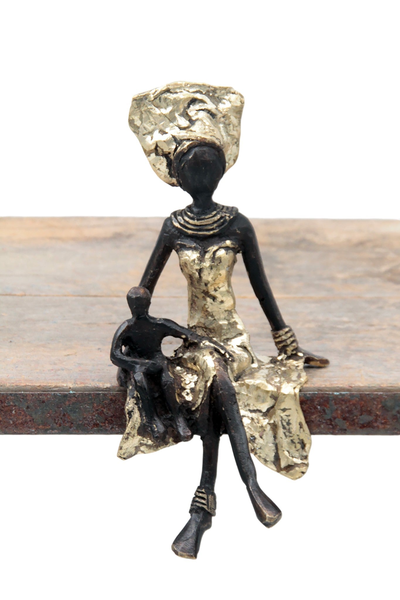 Bronze assis 15 cm doré n°1 
