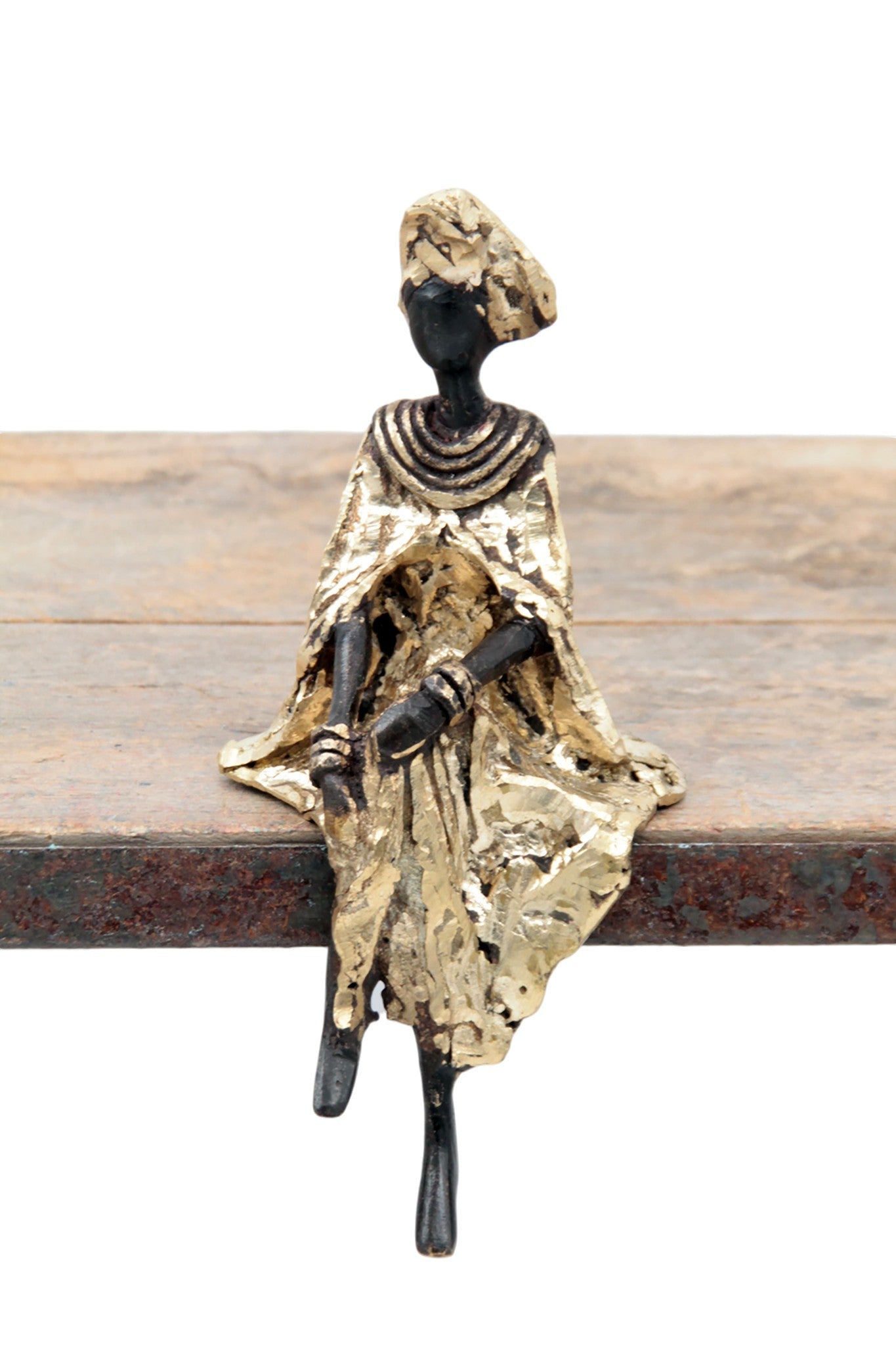 Bronze assis 15 cm doré n°2 