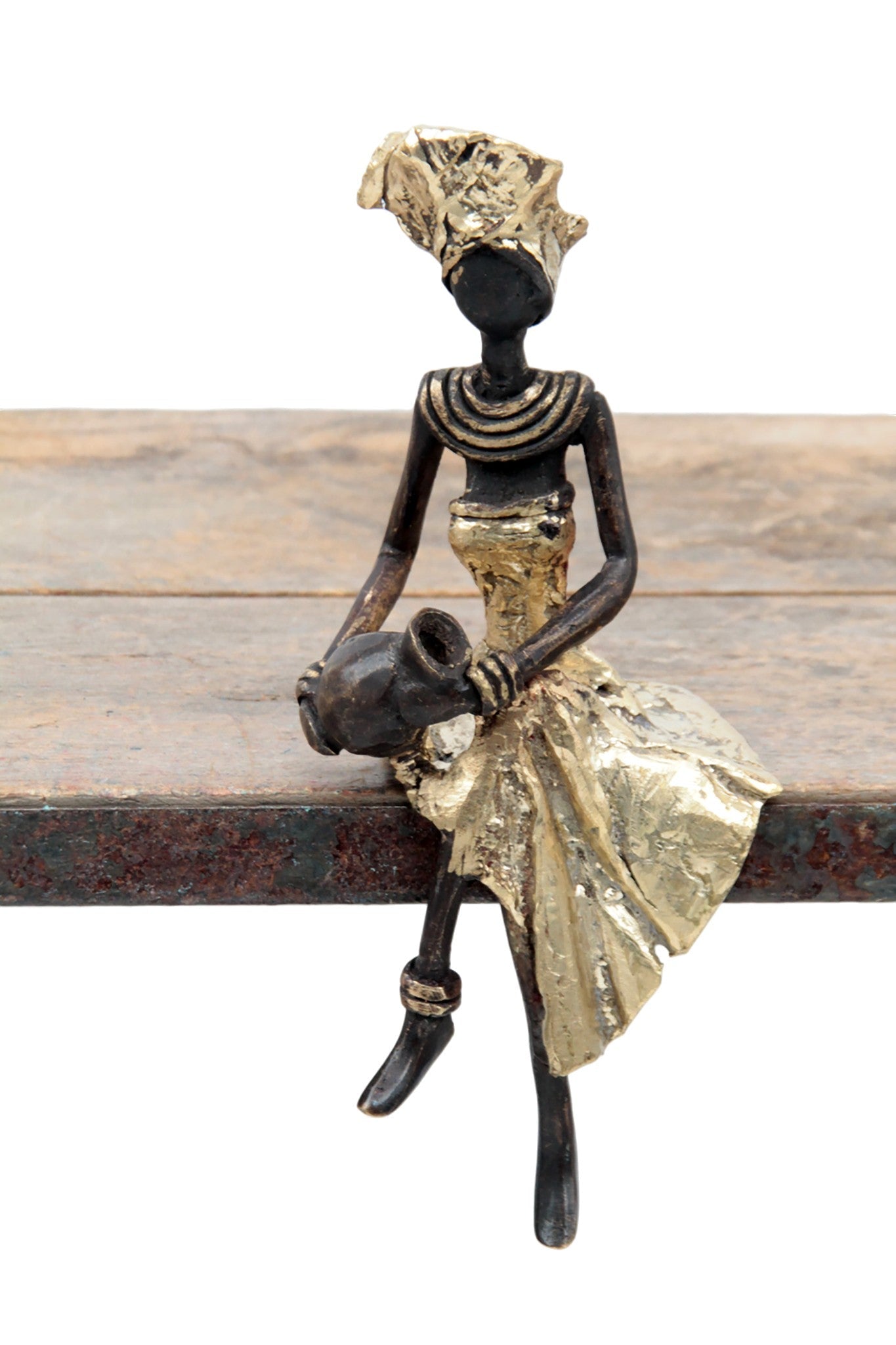 Bronze assis 15 cm doré n°3 