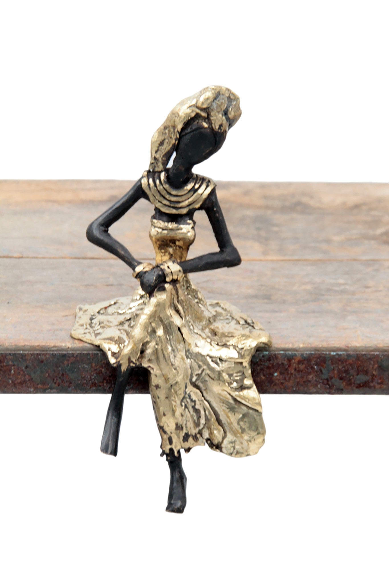 Bronze assis 15 cm doré n°9 