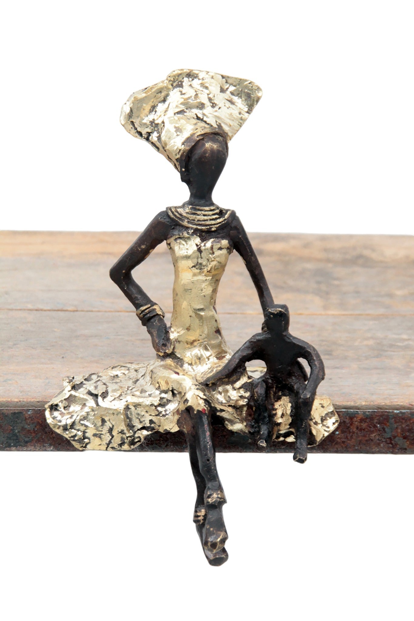 Bronze assis 15 cm doré n°11 