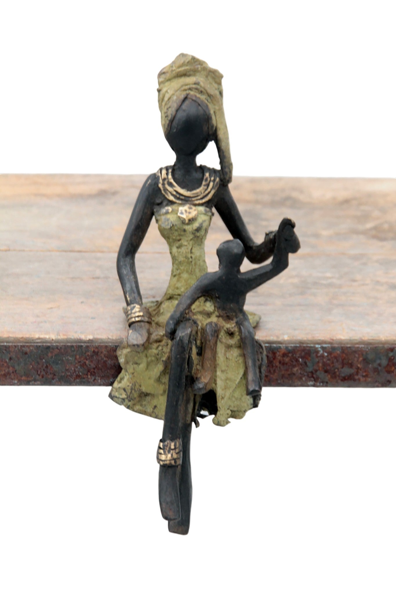 Bronze assis 15 cm vert n°9 