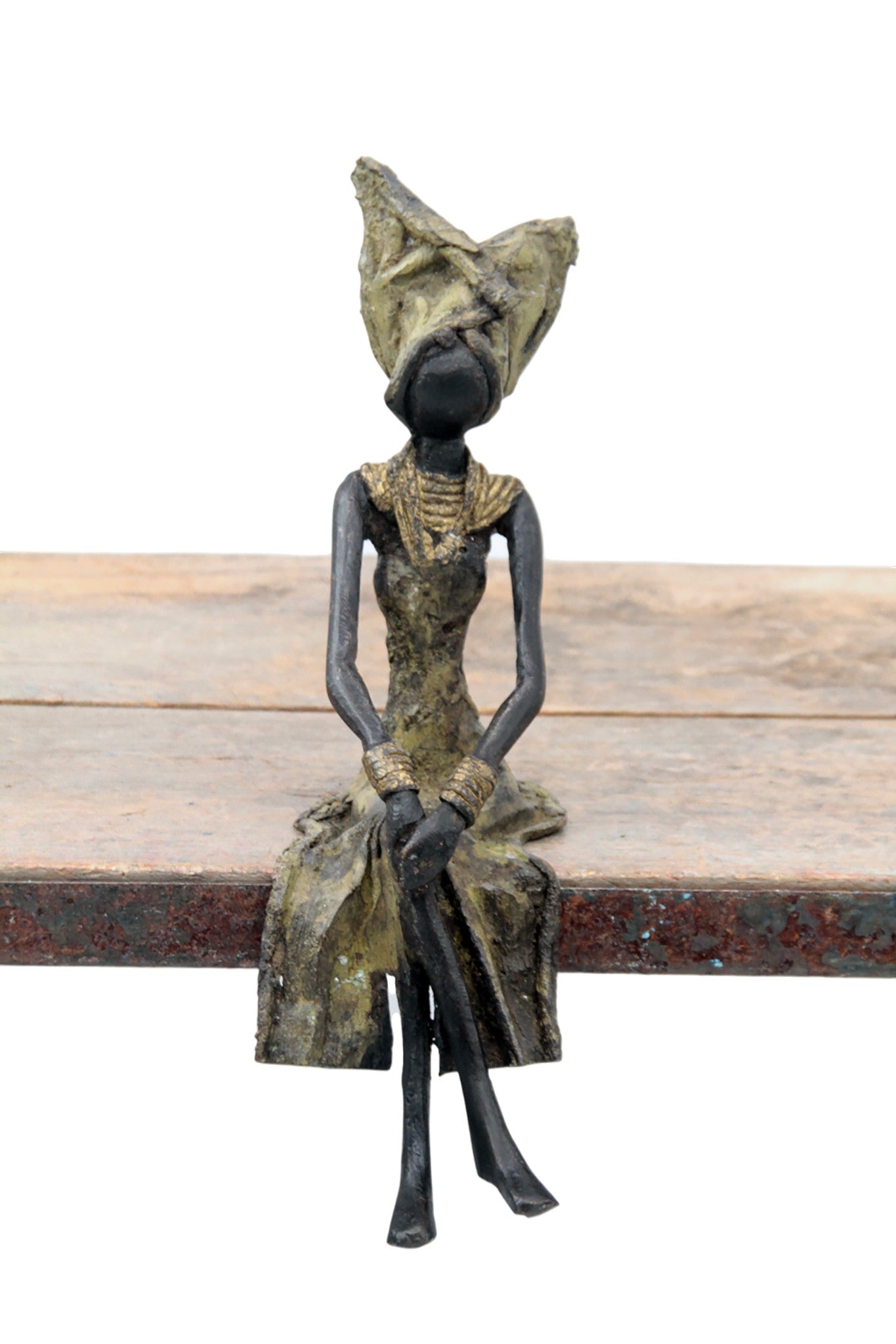 Bronze assis 20 cm vert n°10 