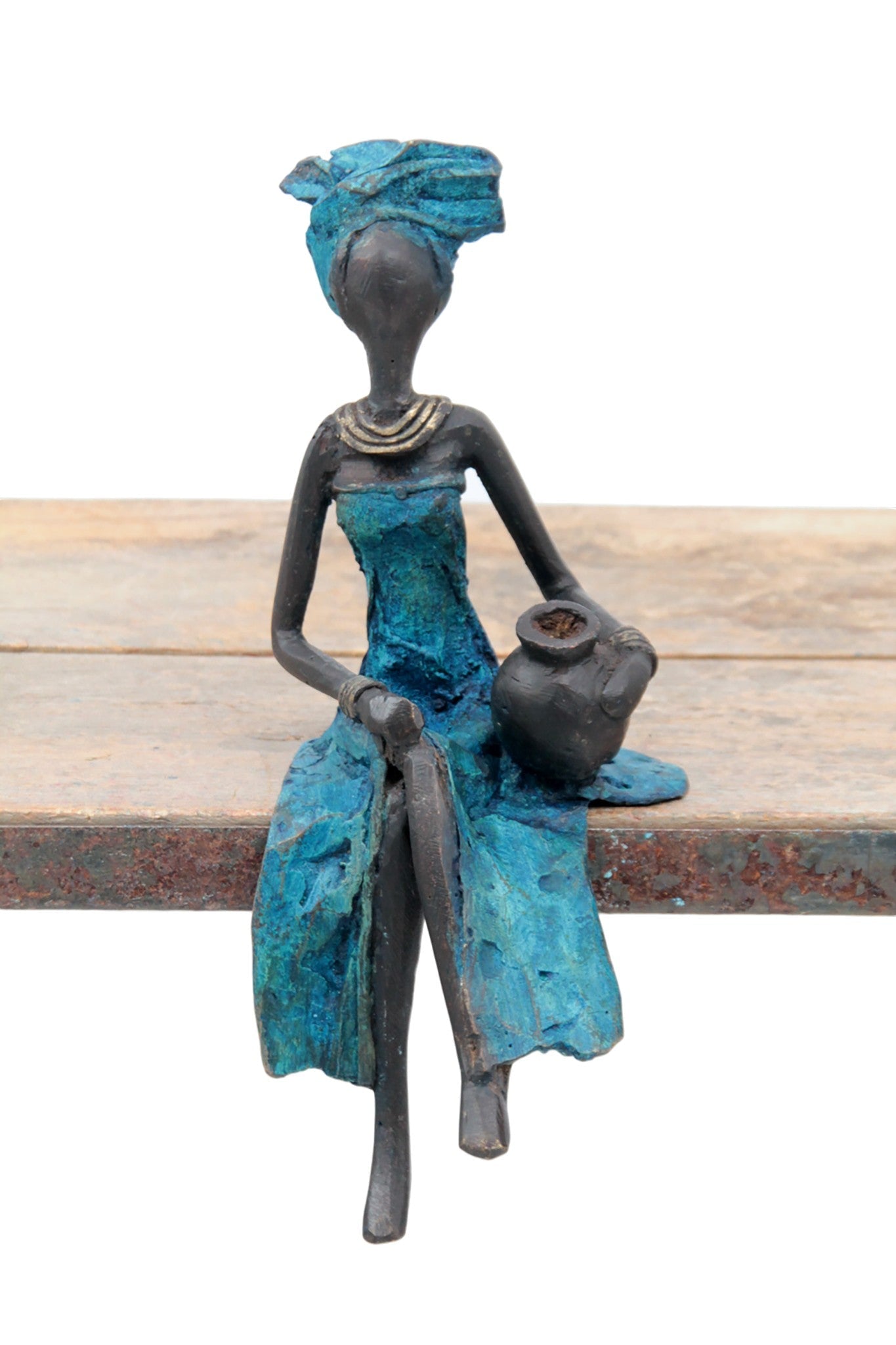 Bronze assis 20 cm bleu n°4 