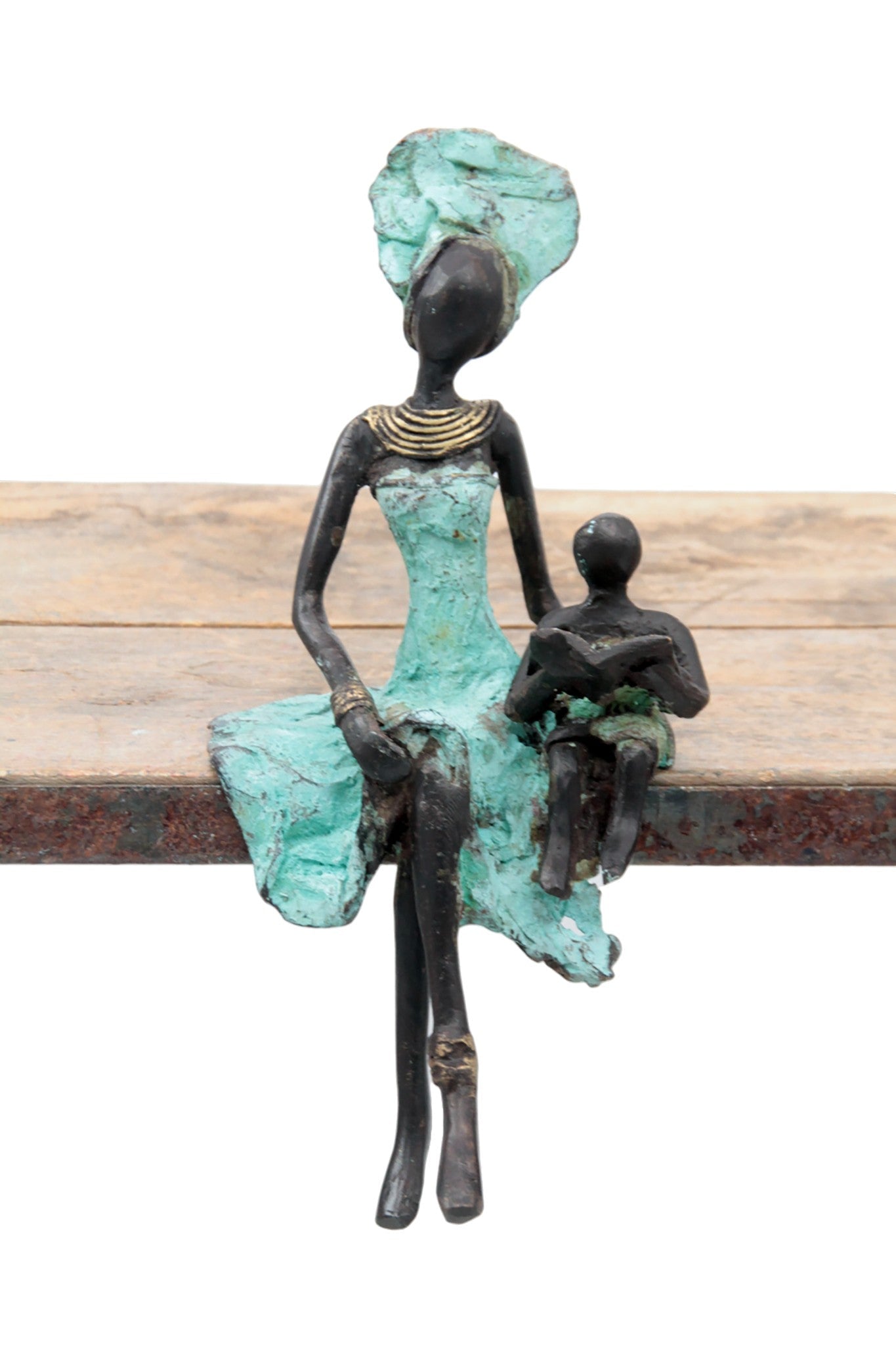 Bronze assis 20 cm turquoise n°4 