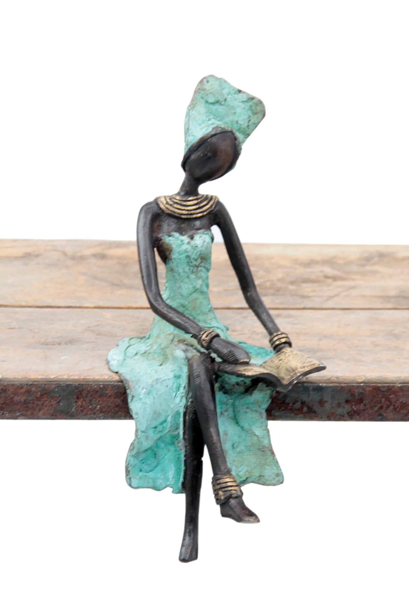 Bronze assis 20 cm turquoise n°5 