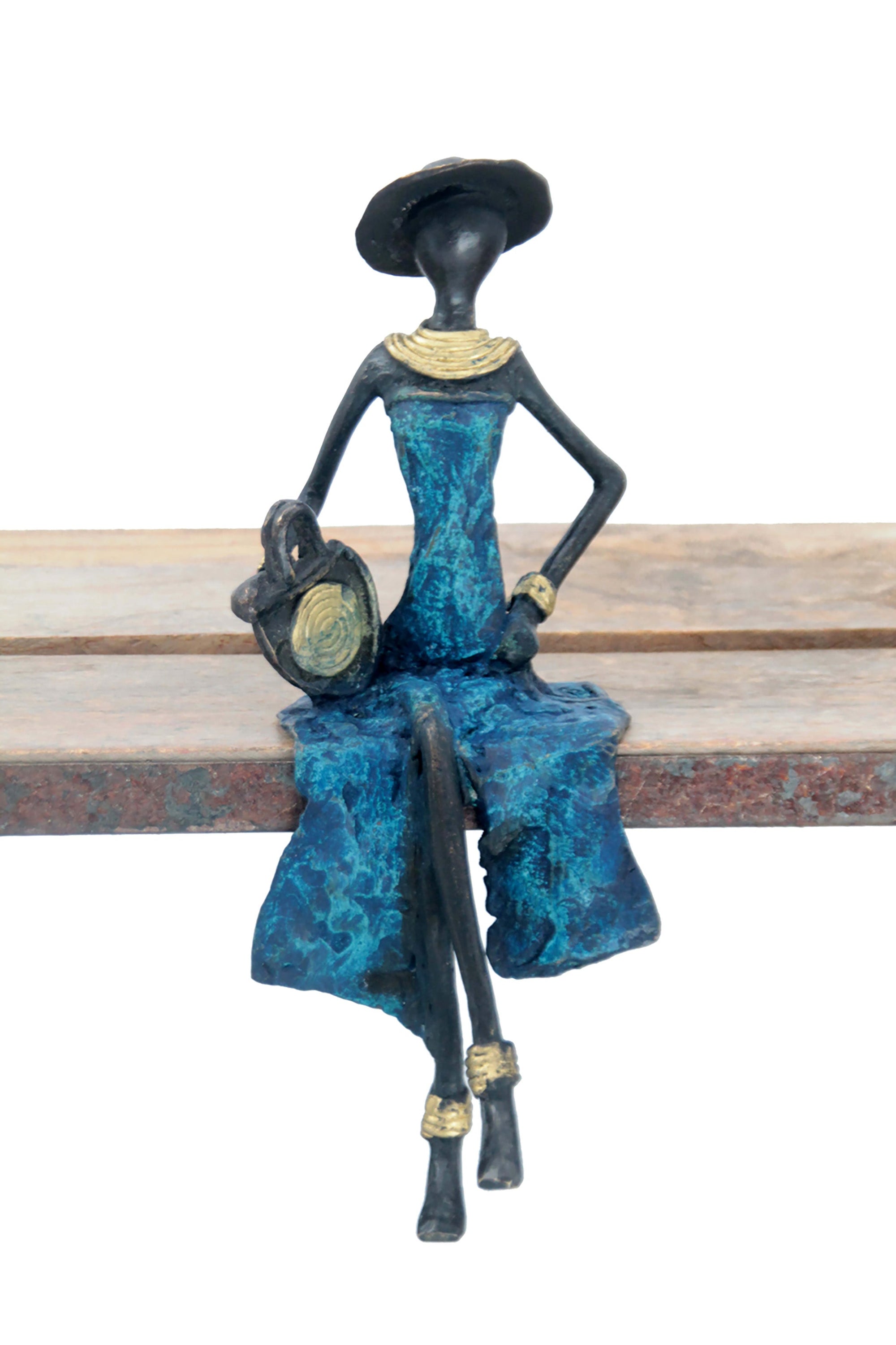 Bronze assis 205cm bleu n°7 Bronzes d&#39;Afrique