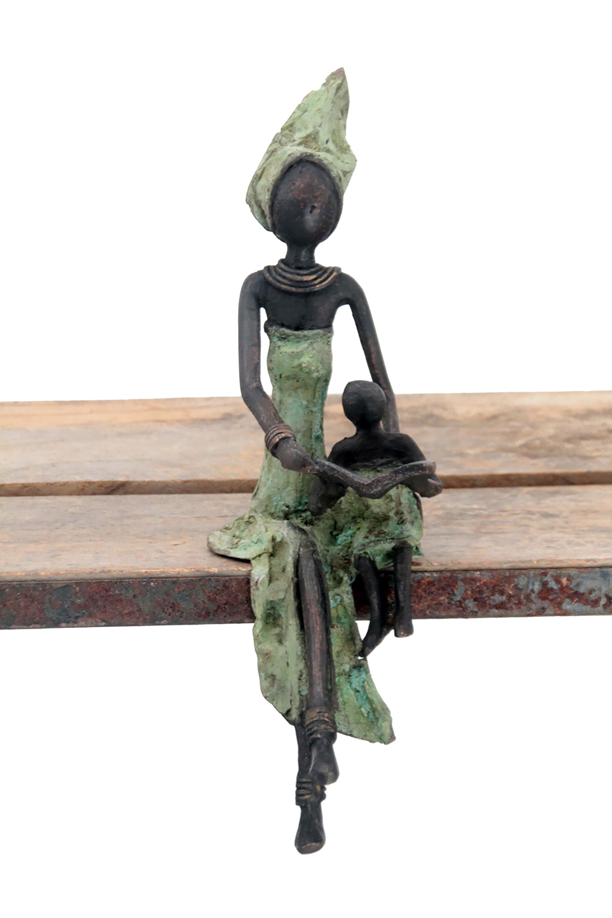 Bronze assis 25 cm vert n°12 Bronzes d&#39;Afrique