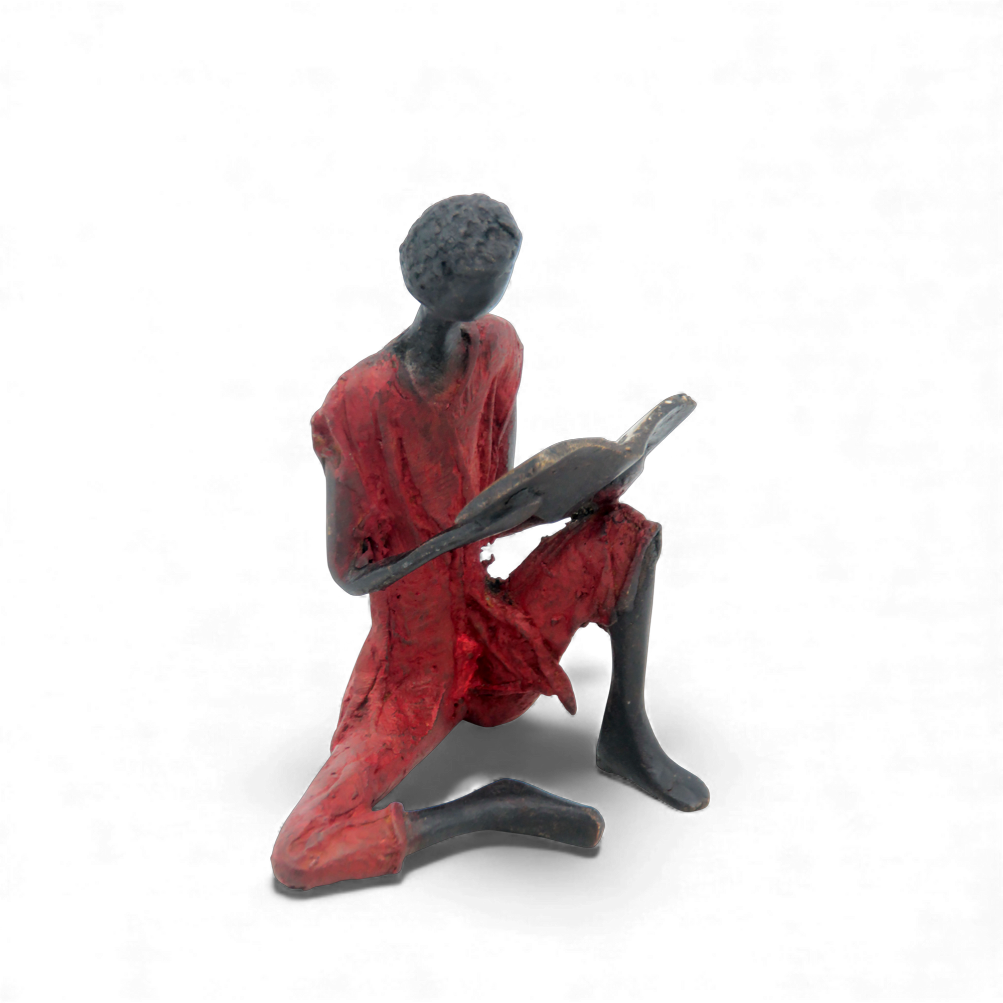 Bronze assis à poser 25 cm rouge n°2 