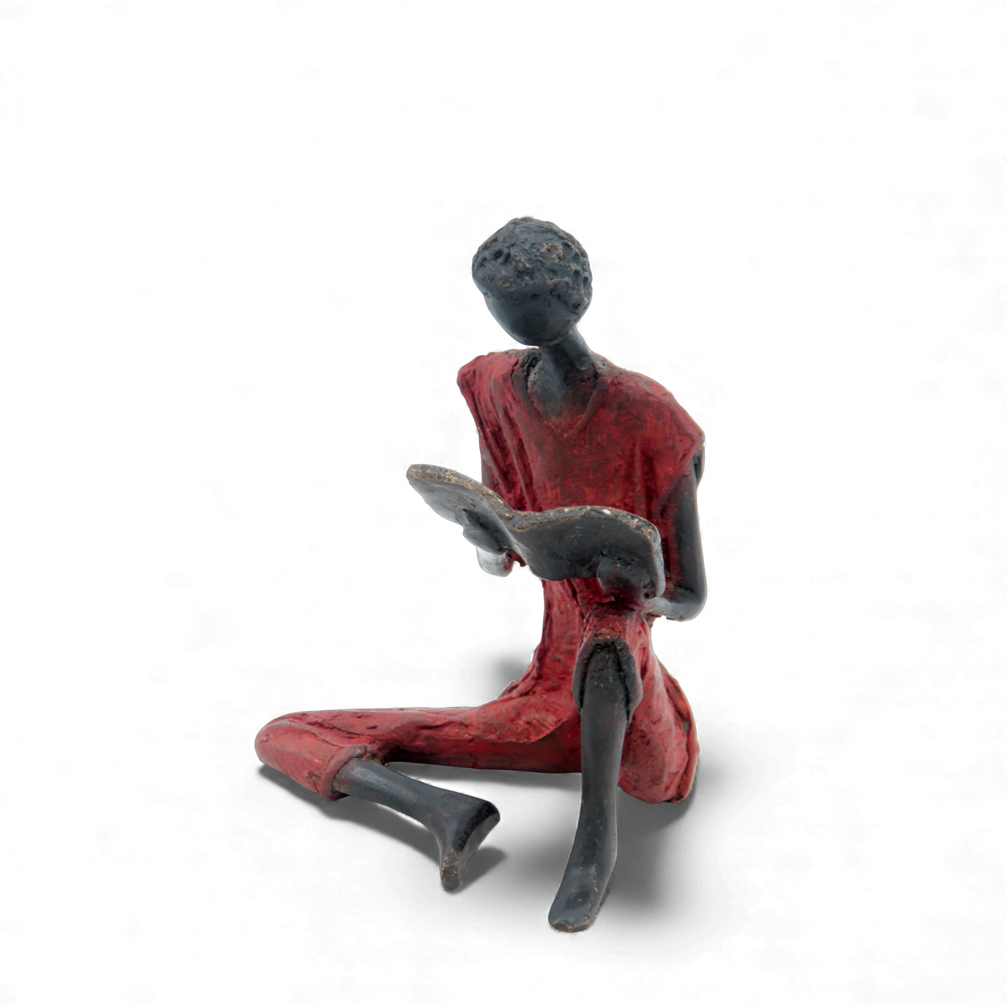 Bronze assis à poser 25 cm rouge n°2 