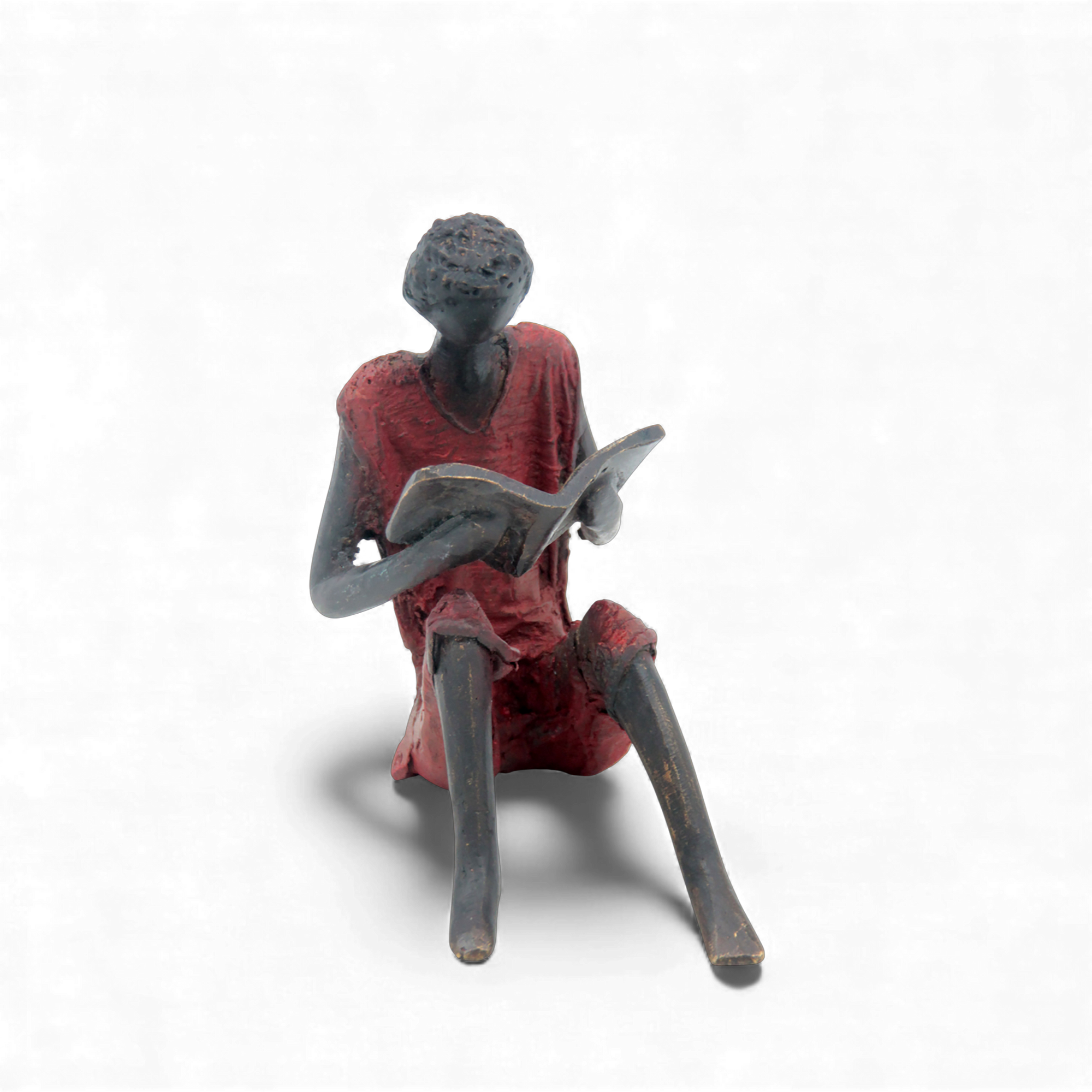 Bronze assis à poser 25 cm rouge n°12 