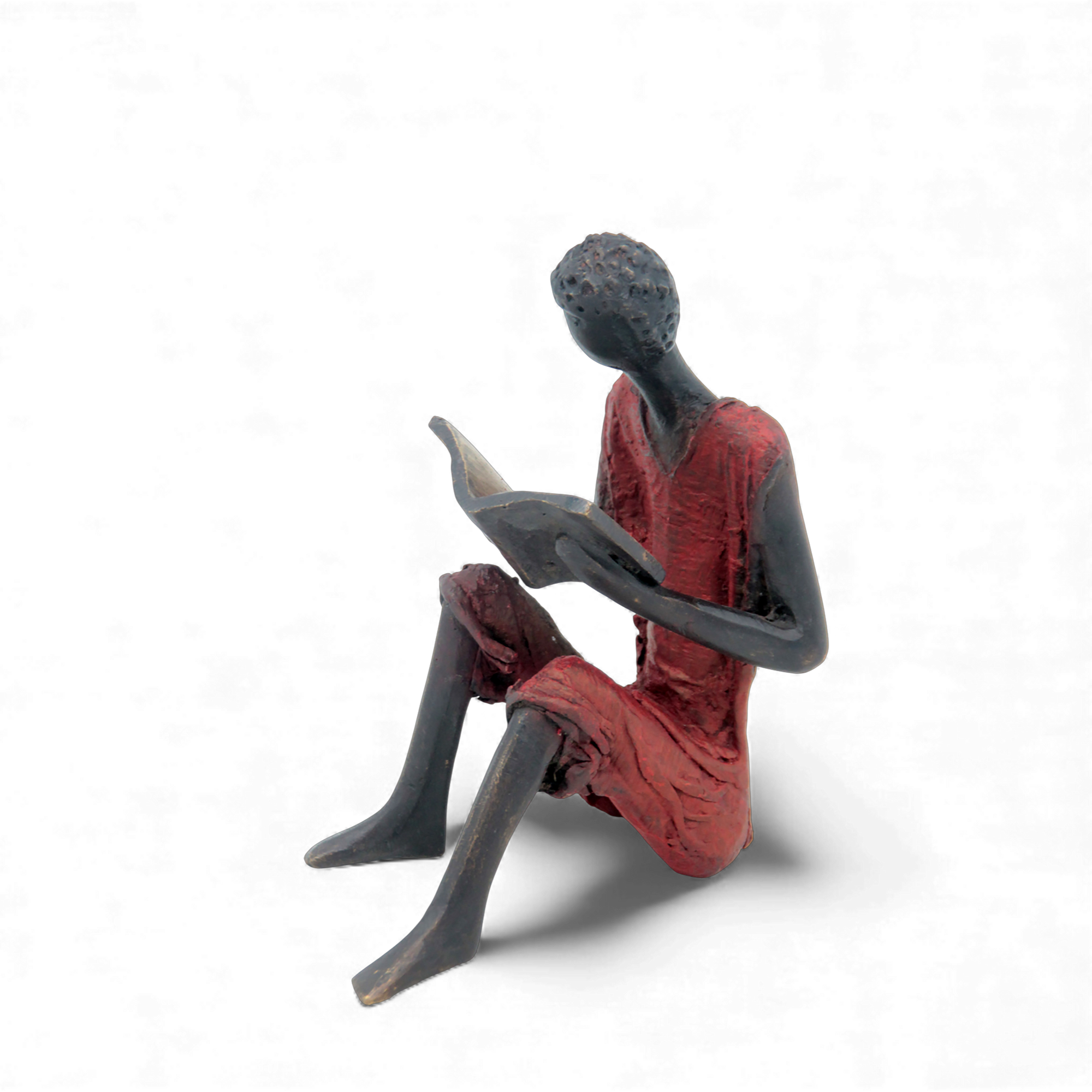 Bronze assis à poser 25 cm rouge n°12 