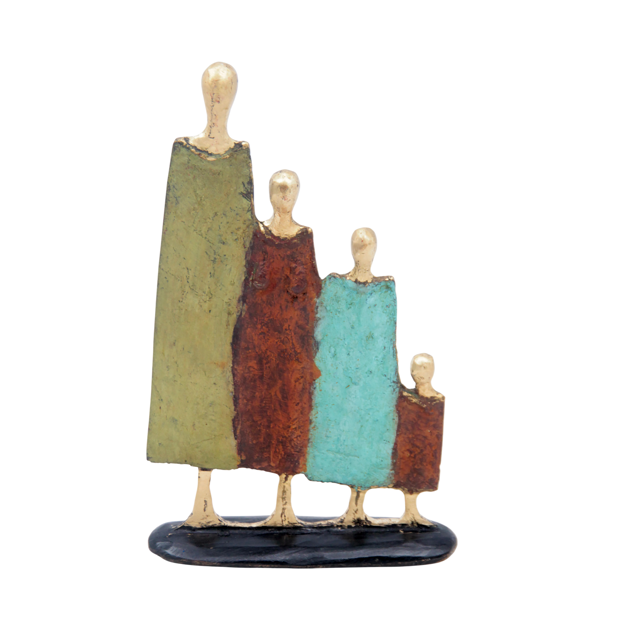 Famille 4 personnages marron et vert n°3 