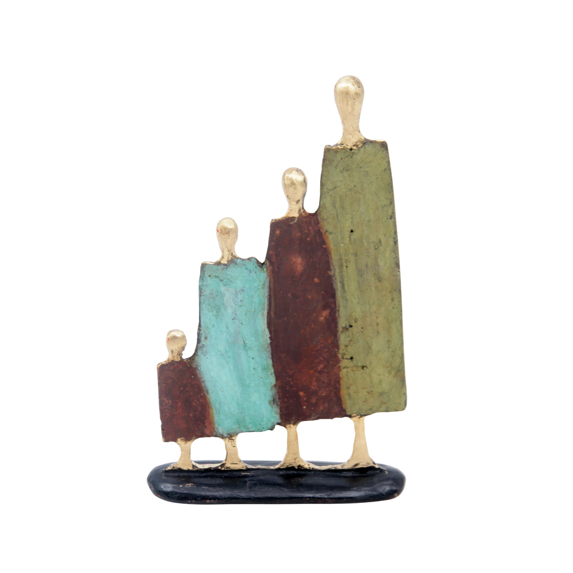 Famille 4 personnages marron et vert n°3 