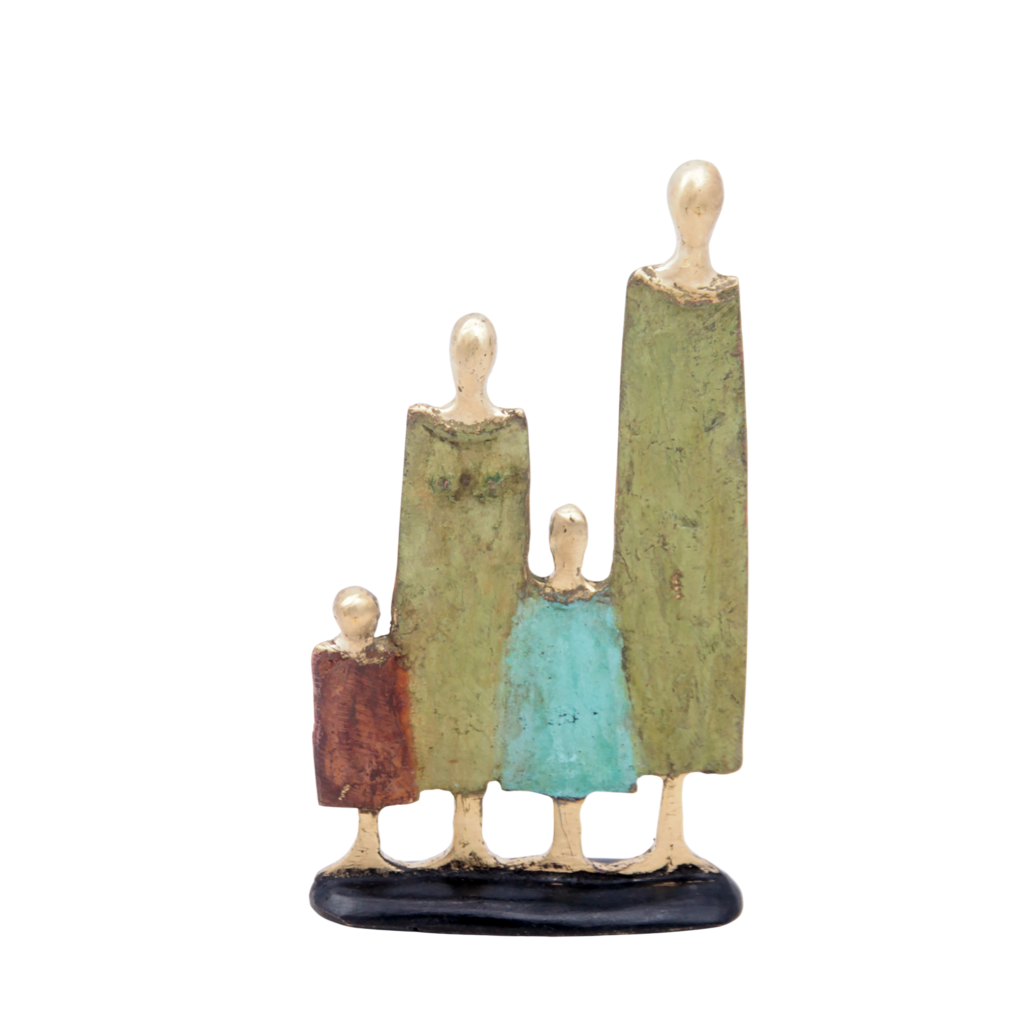 Famille 4 personnages marron et vert n°5 